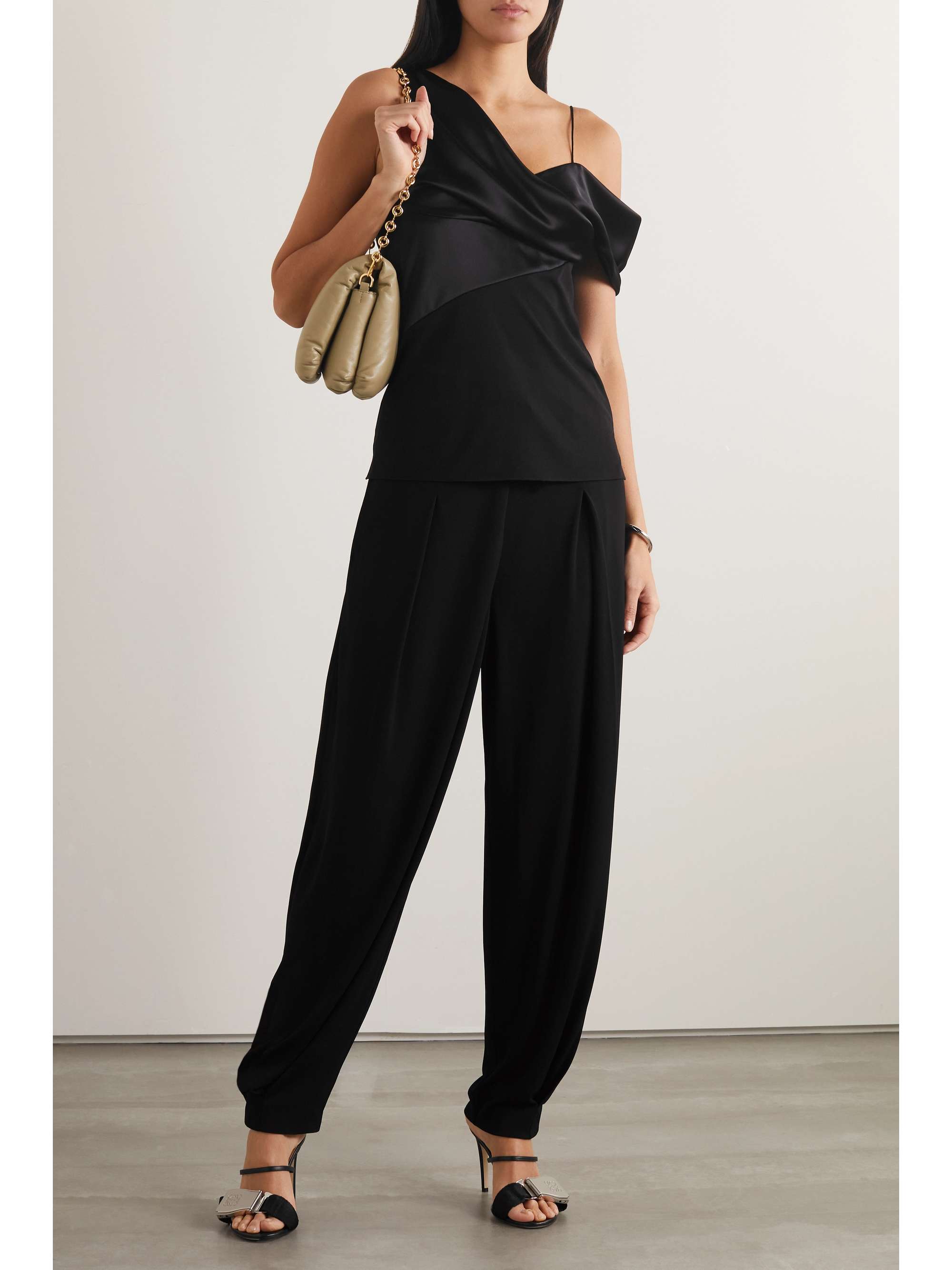 LOEWE Satin-trimmed crepe pants