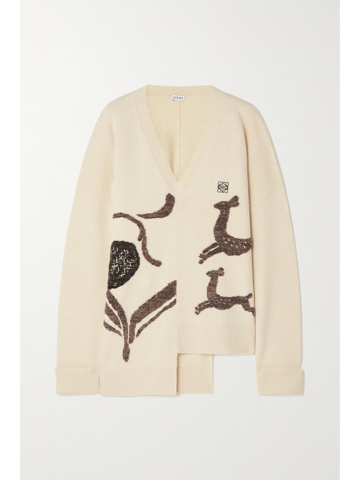 Loewe - Asymmetric Wool-blend Jacquard Sweater - Neutrals