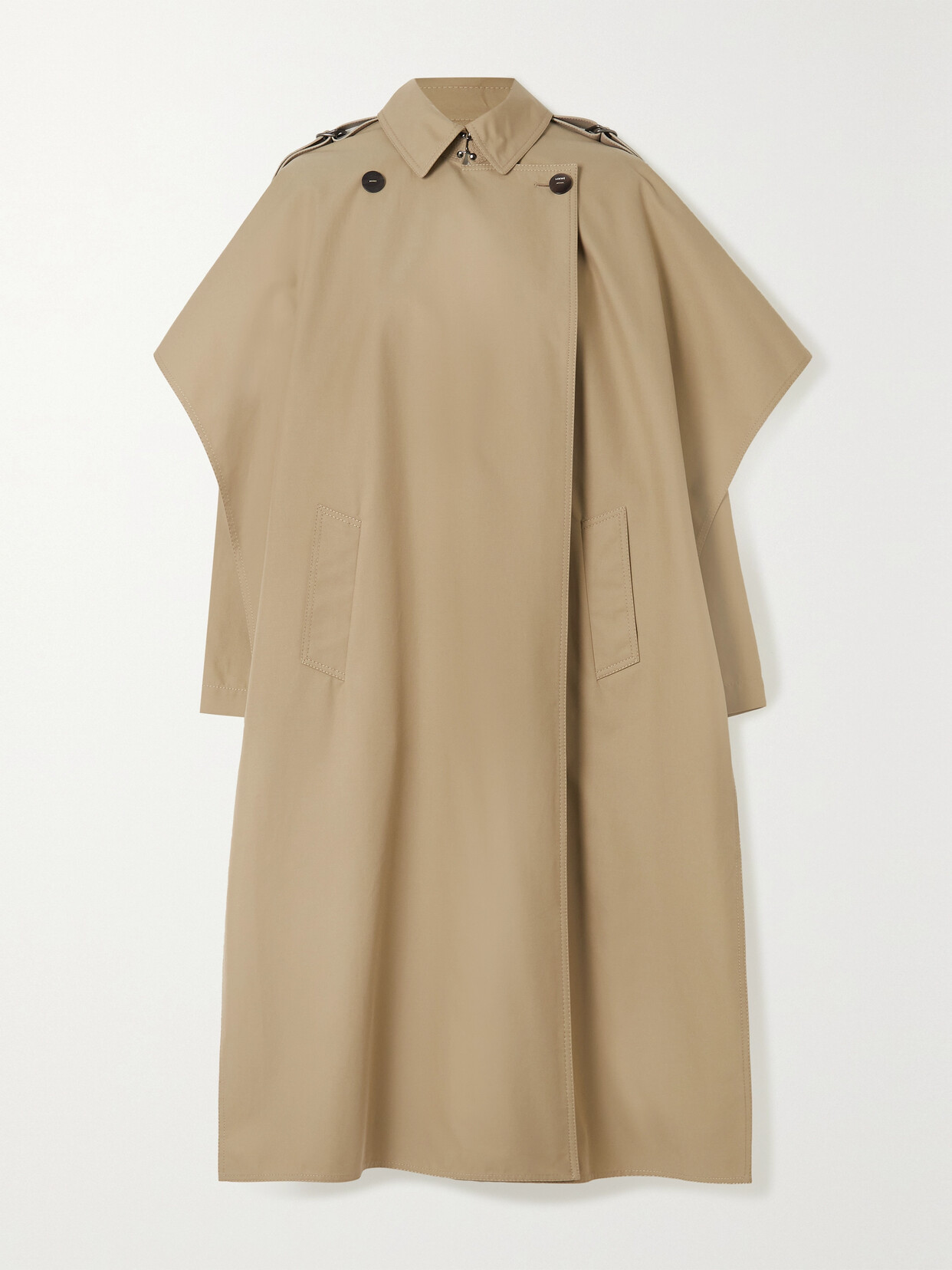 Loewe Cape-effect Cotton-gabardine Trench Coat In Brown