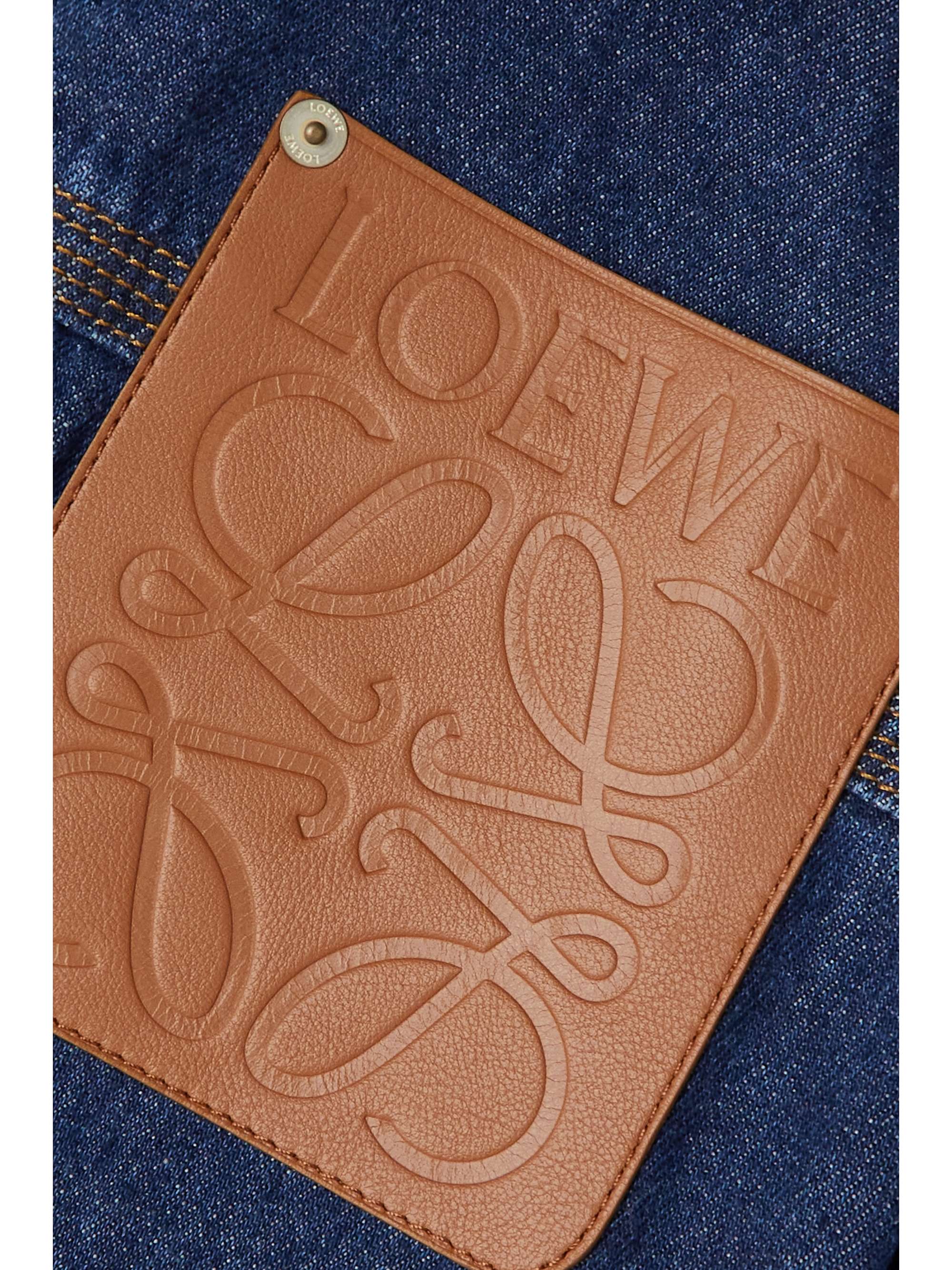 Leather-trimmed two-tone denim jacket
