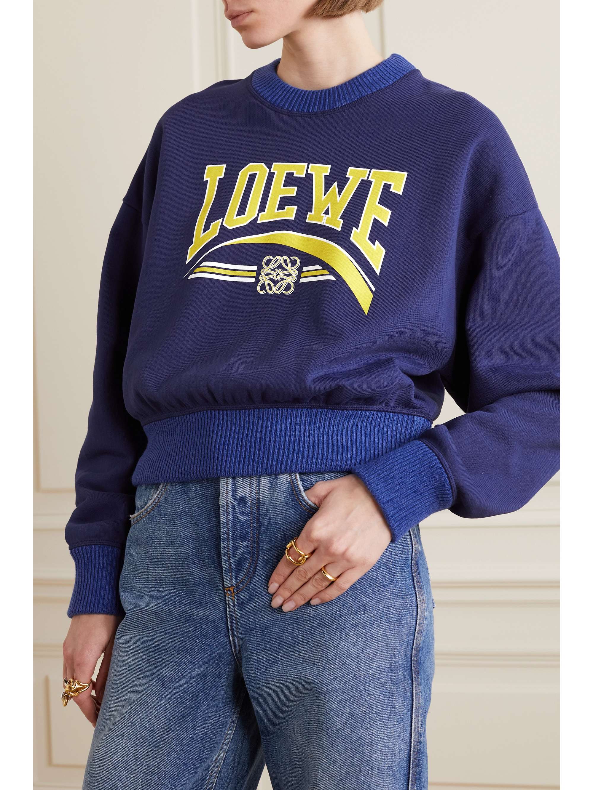 LOEWE Cropped printed cotton-jersey sweatshirt
