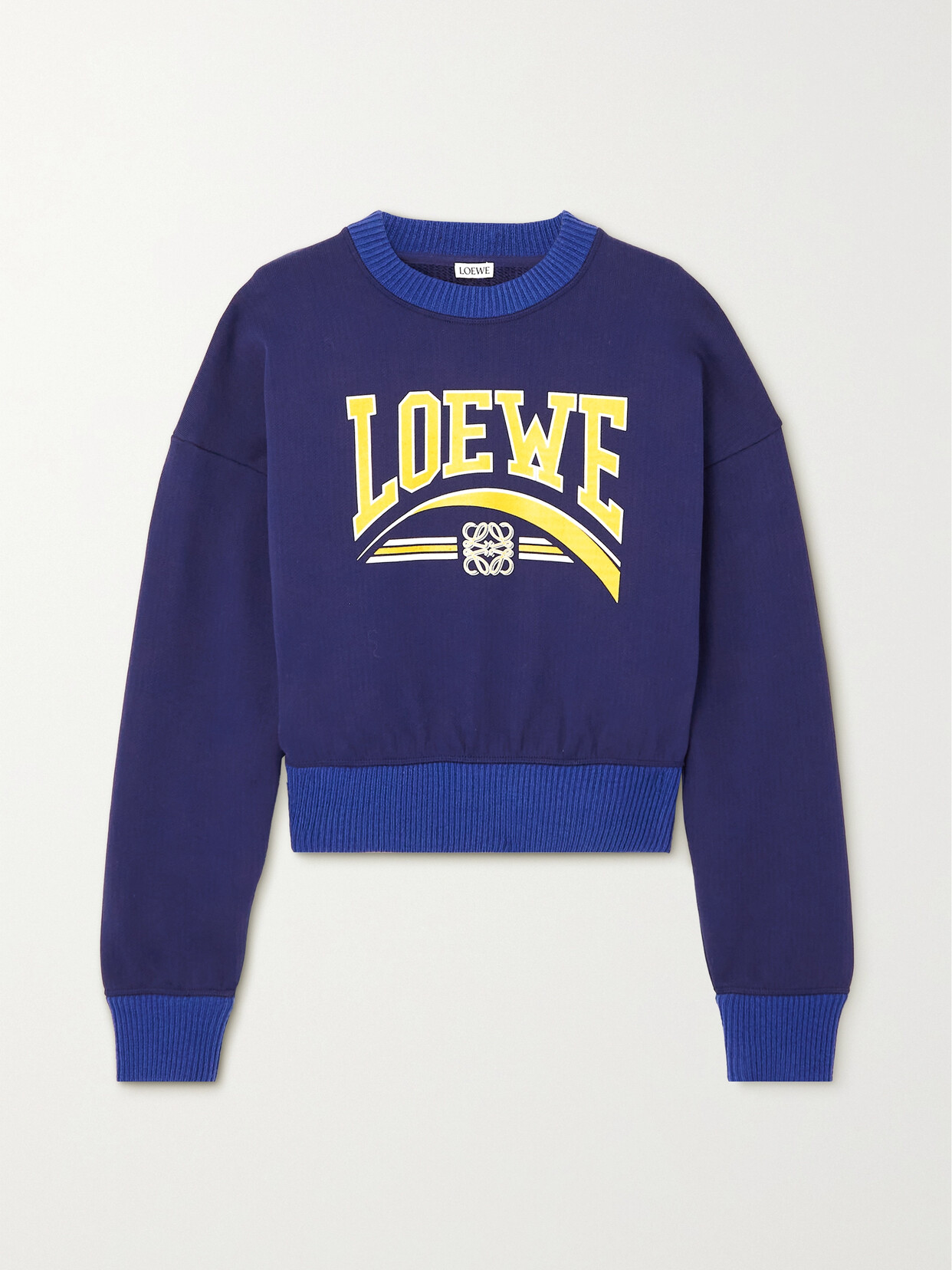 Loewe - Cropped Printed Cotton-jersey Sweatshirt - Blue