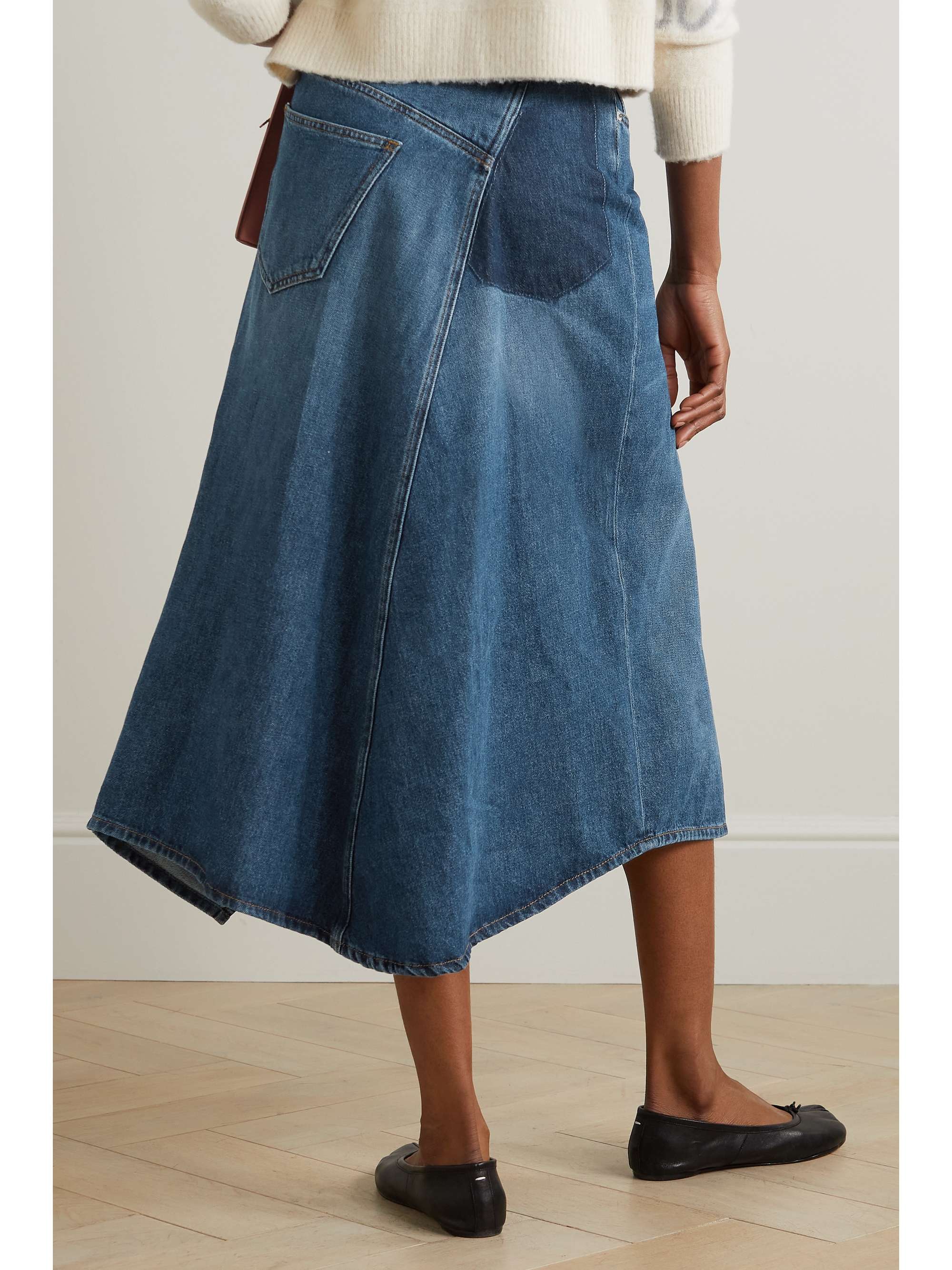 LOEWE Asymmetric denim midi skirt