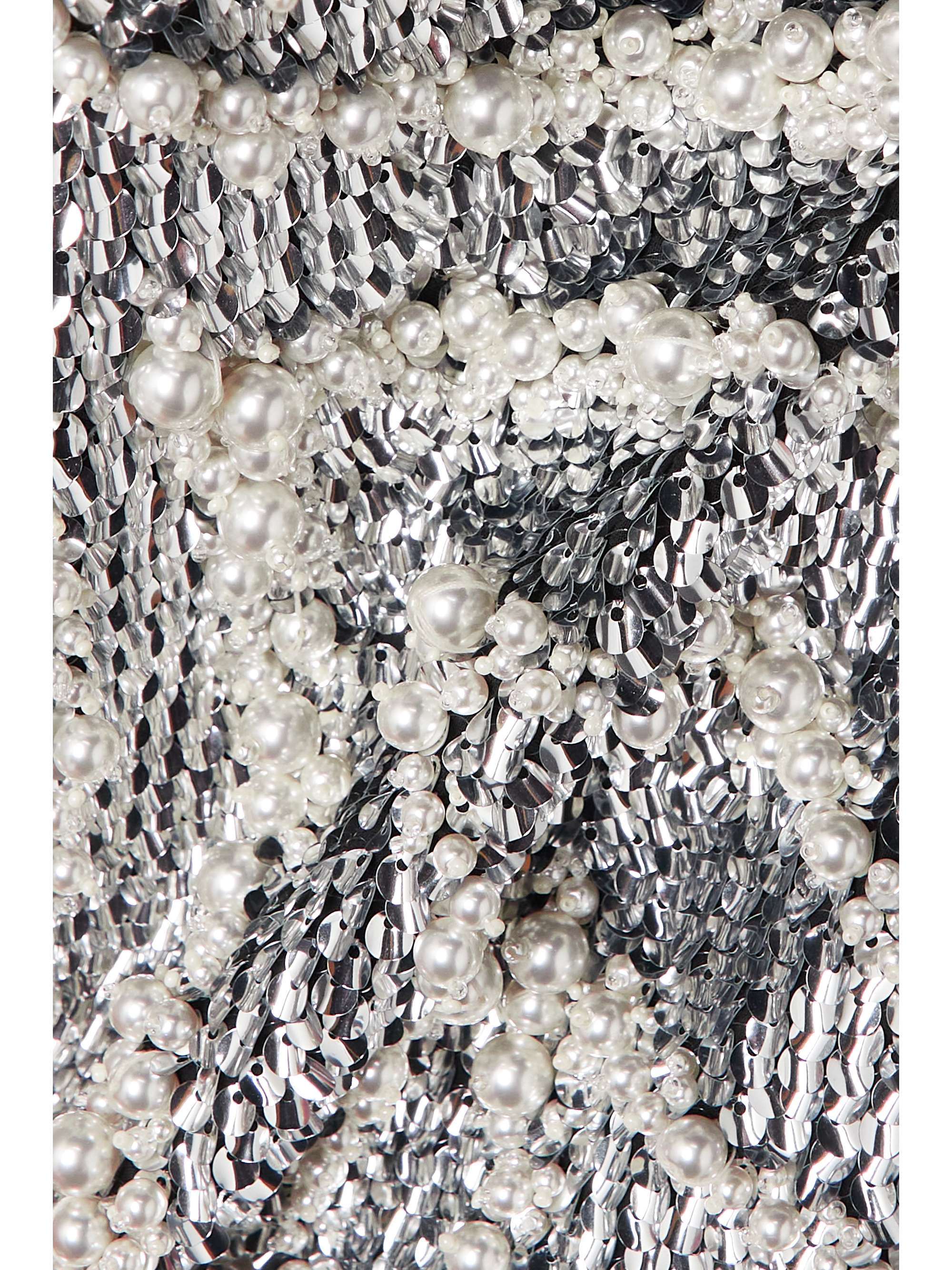 GIVENCHY One-shoulder faux pearl-embellished sequined tulle mini dress