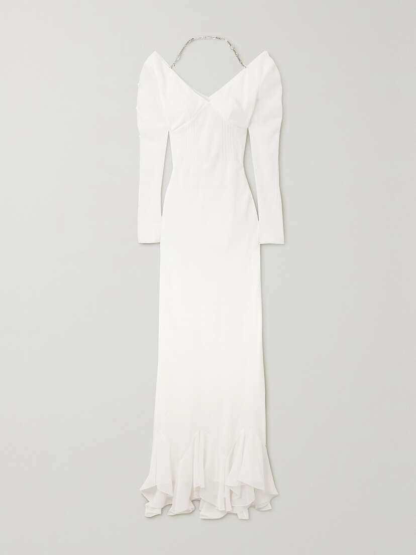 Givenchy Off-the-shoulder Embellished Crepe De Chine And Crepon Gown