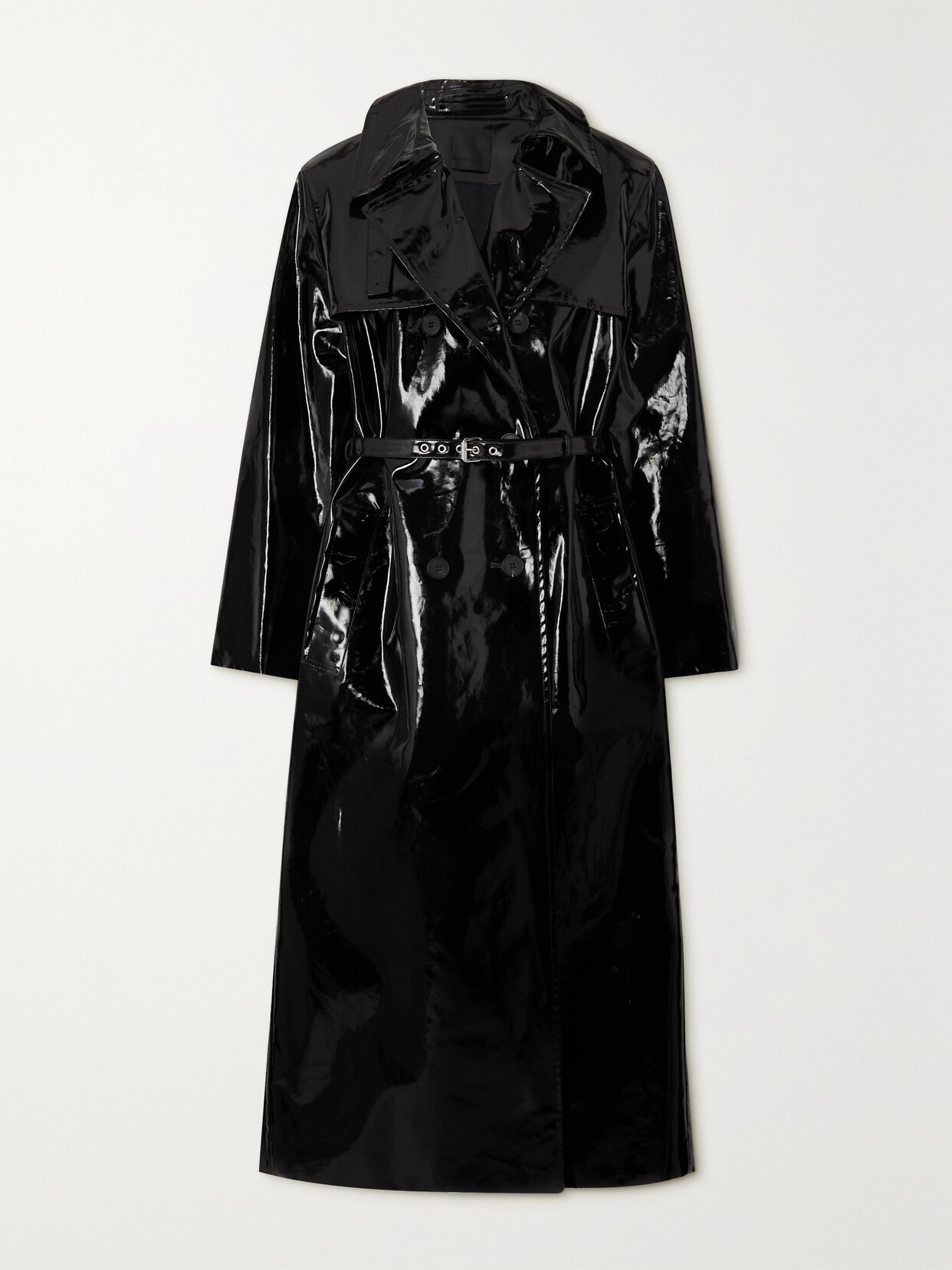 Givenchy - Belted Double-breasted Coated Cotton-blend Trench Coat - Black