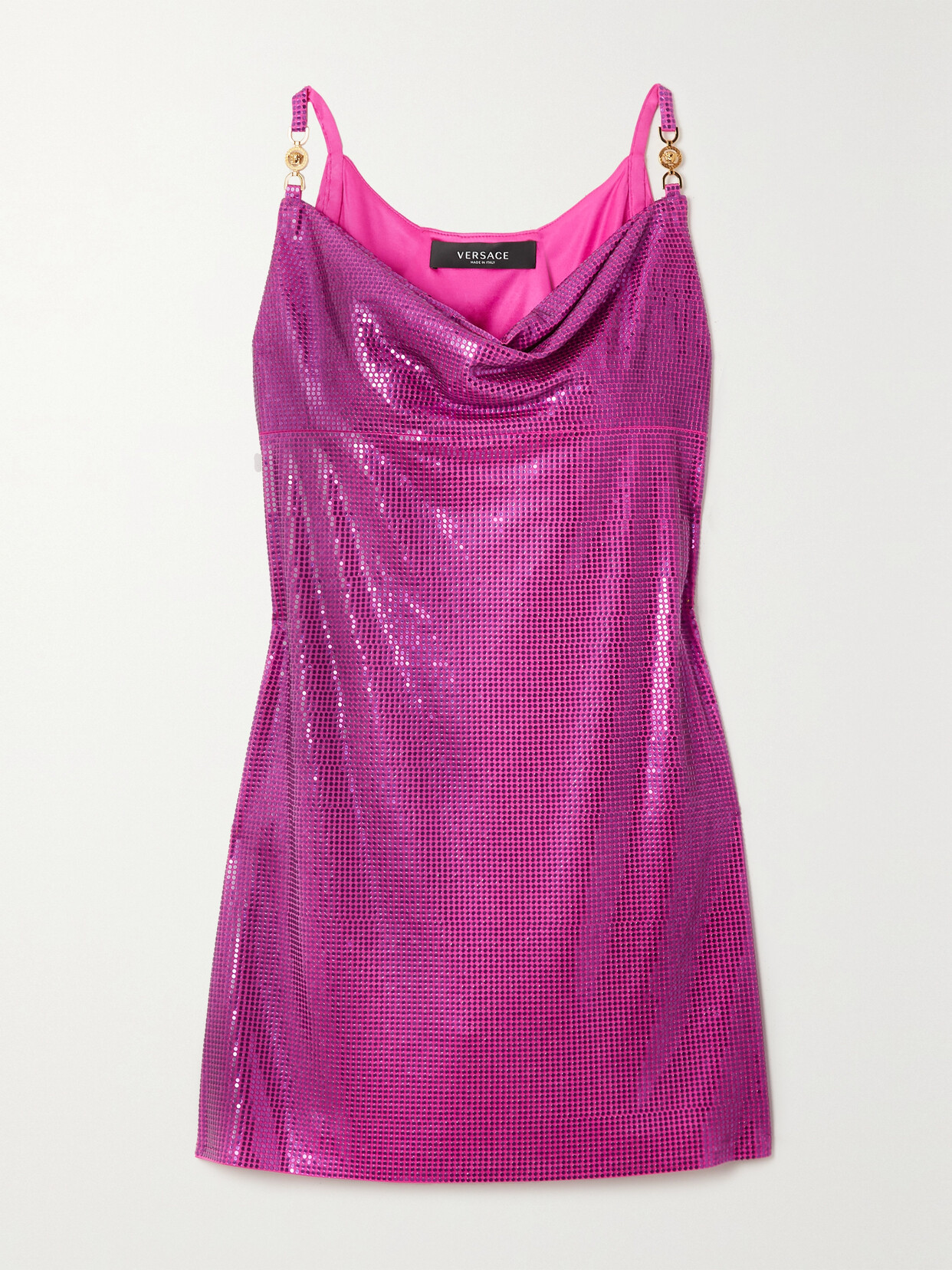 Versace - Draped Sequined Jersey Mini Dress - Pink