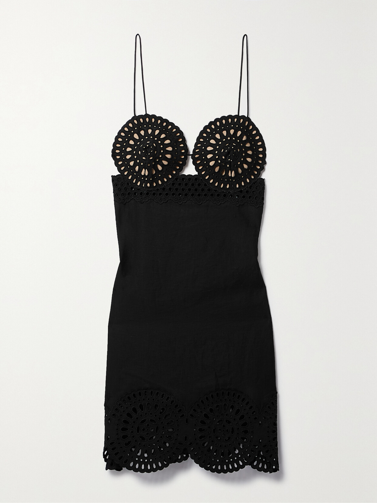 Stella McCartney - Broderie Anglaise And Twill Mini Dress - Black