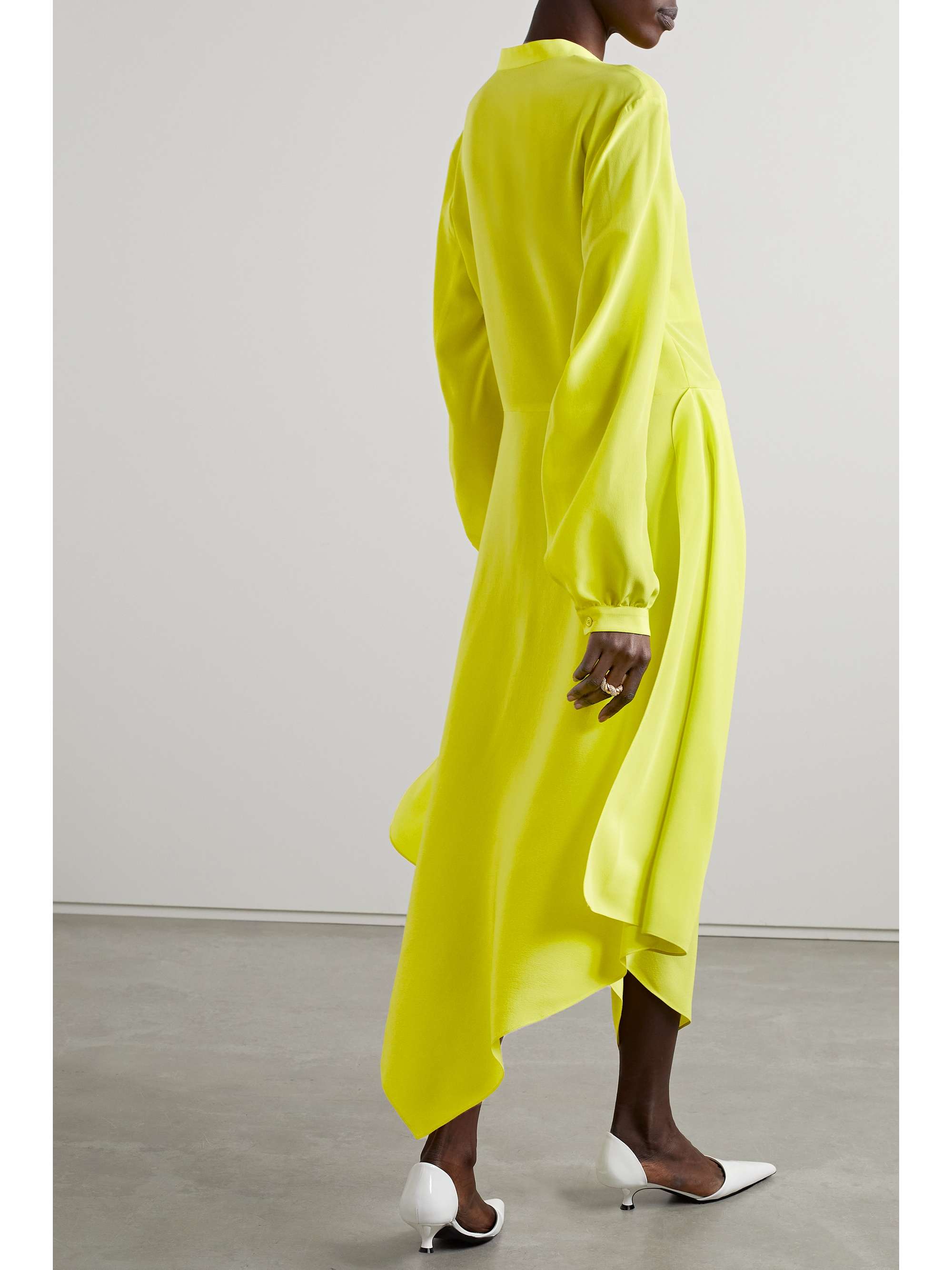 STELLA MCCARTNEY Asymmetric silk crepe de chine midi dress