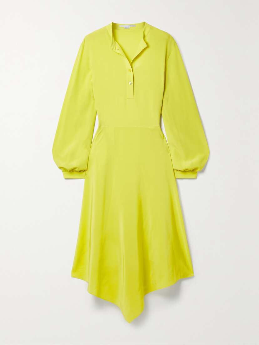 Stella McCartney Asymmetric Silk Crepe De Chine Midi Dress