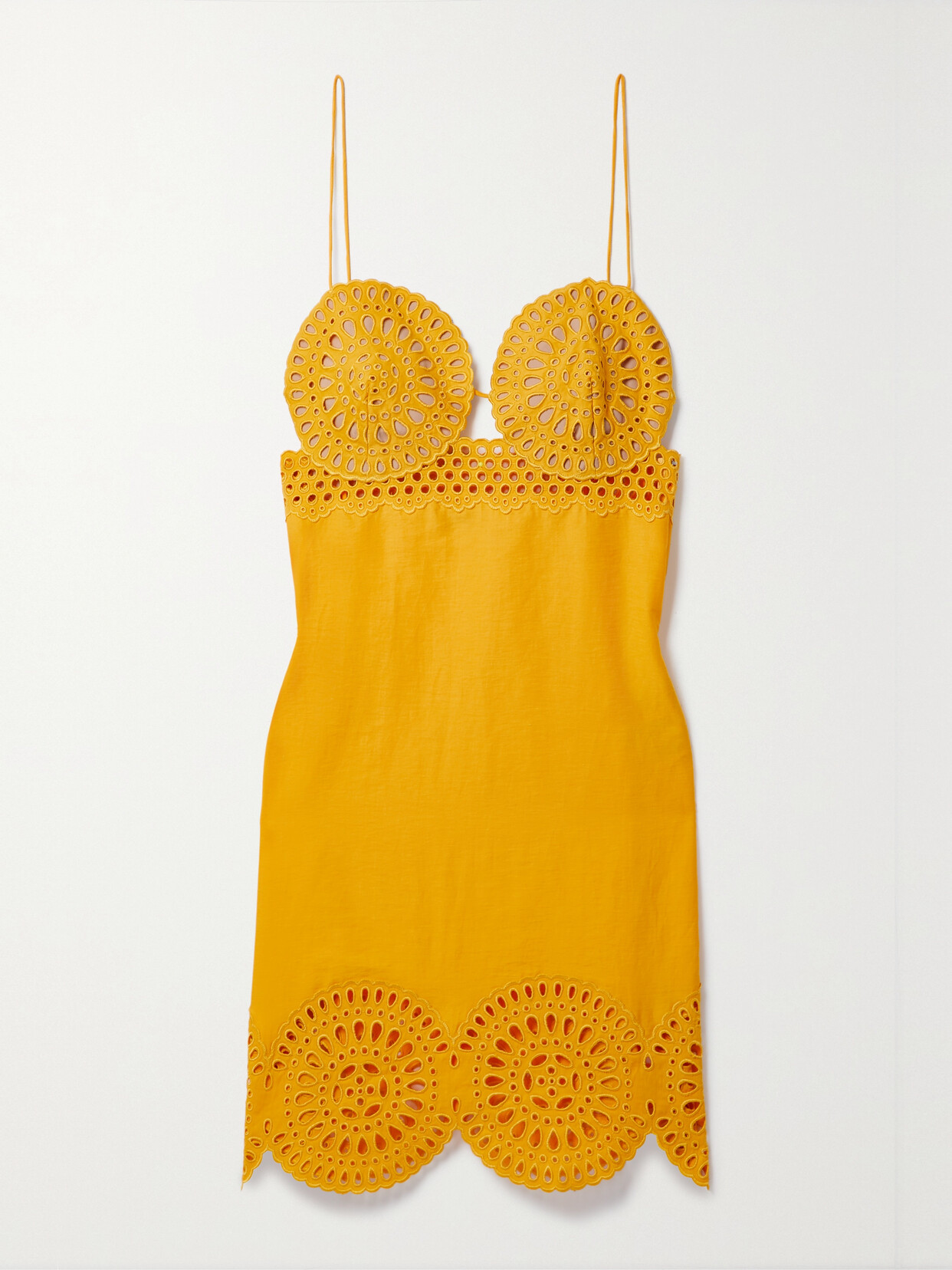 Stella McCartney - Broderie Anglaise And Twill Mini Dress - Yellow