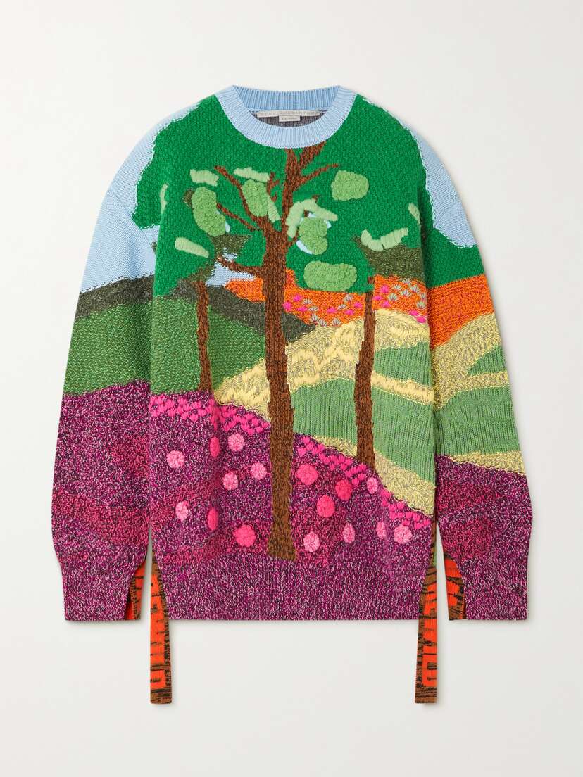 Stella McCartney Tree Of Life Intarsia Wool And Cotton-blend Sweater