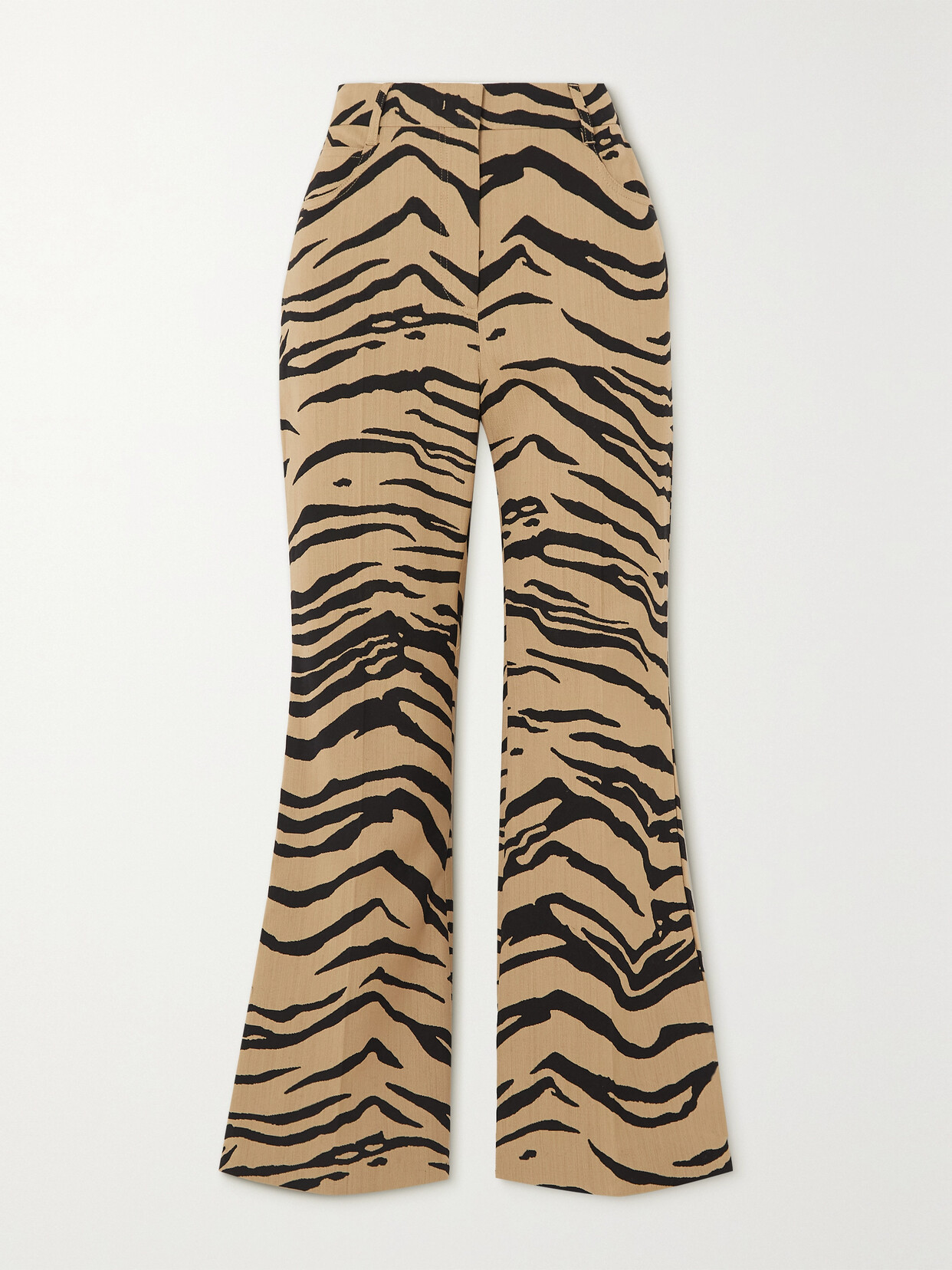 Stella McCartney - Cropped Zebra-print Wool-blend Flared Pants - Animal print