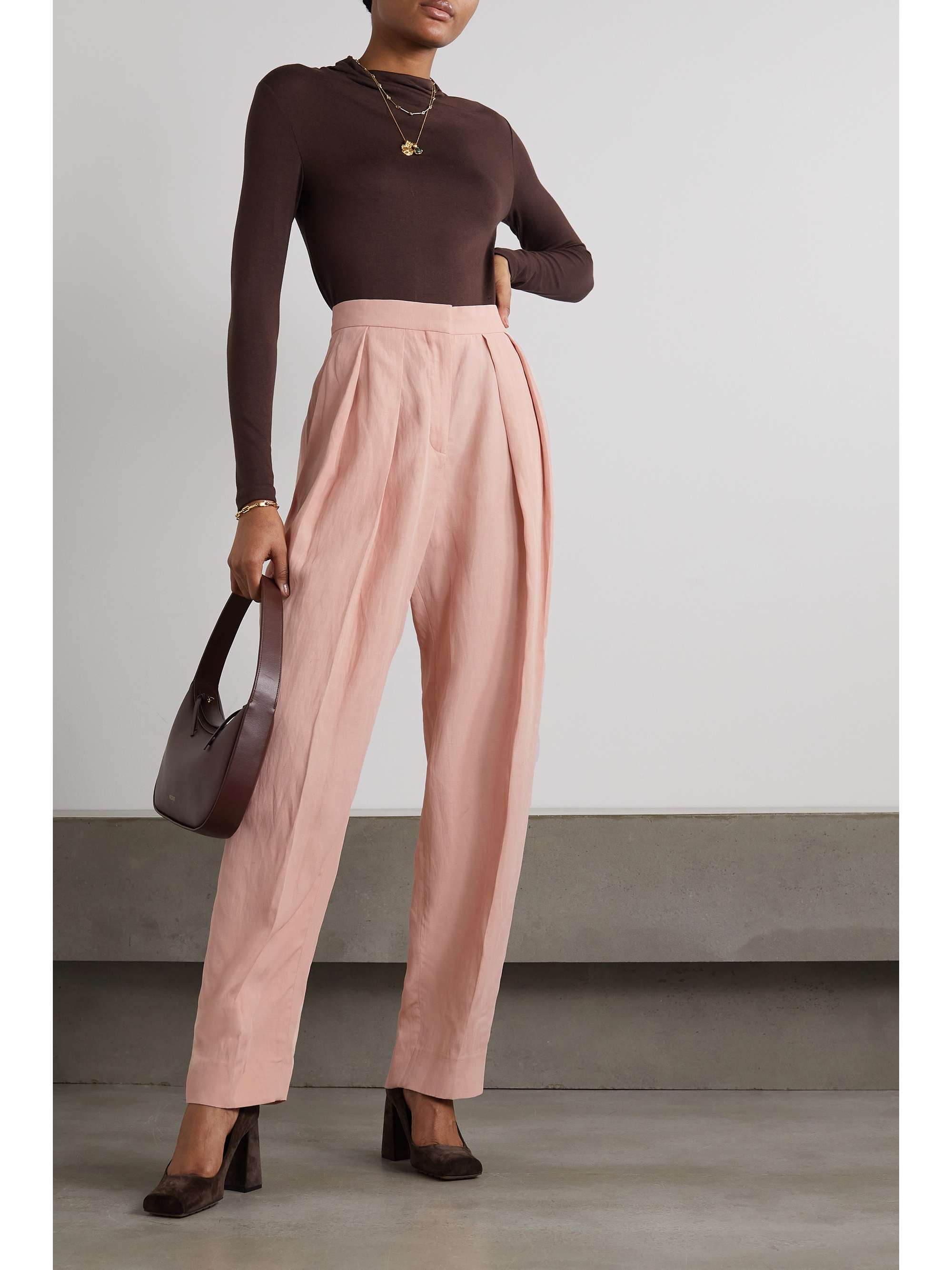 STELLA MCCARTNEY ウーブン ストレートレッグパンツ タック入り