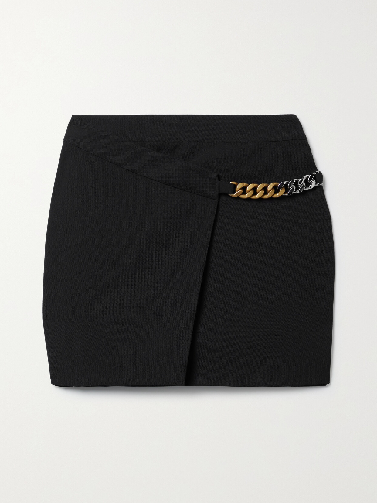 Stella McCartney - Falabella Embellished Twill Mini Wrap Skirt - Black