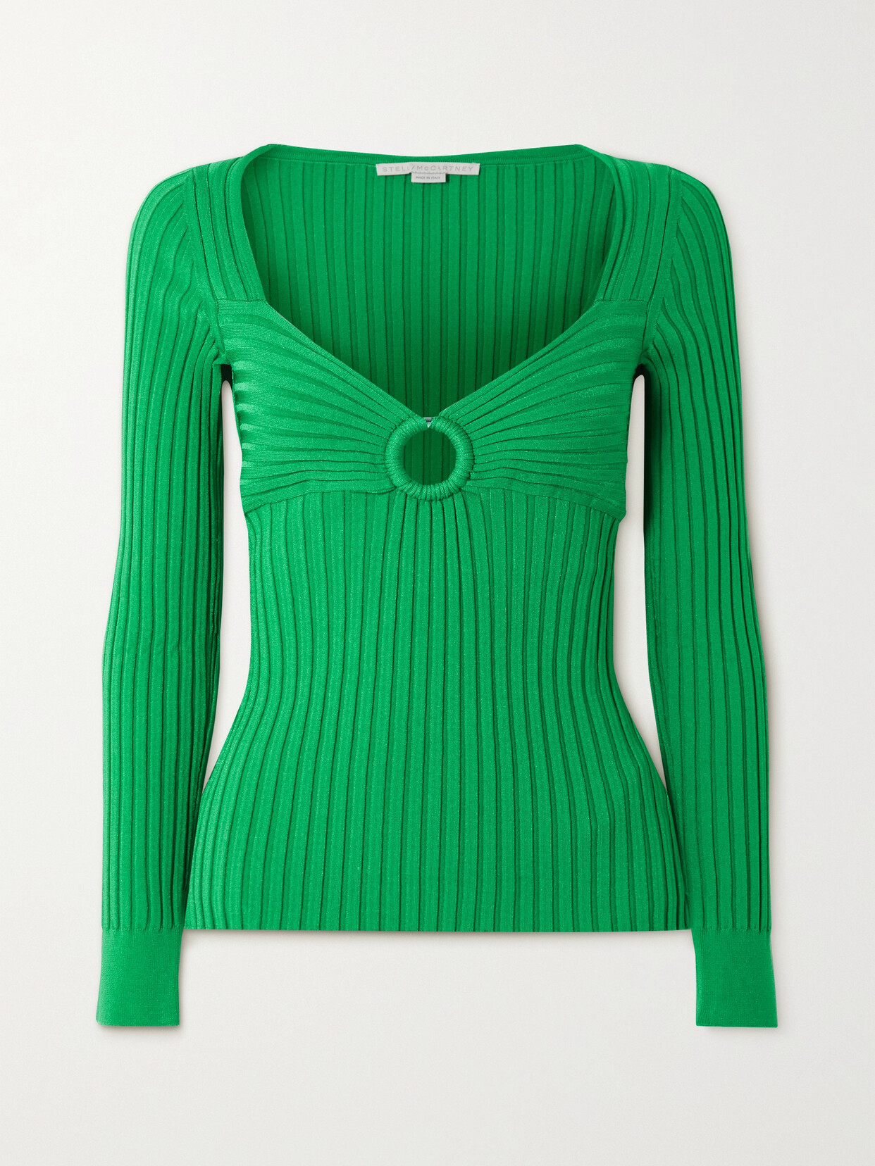 Stella McCartney - Cutout Ribbed-knit Sweater - Green