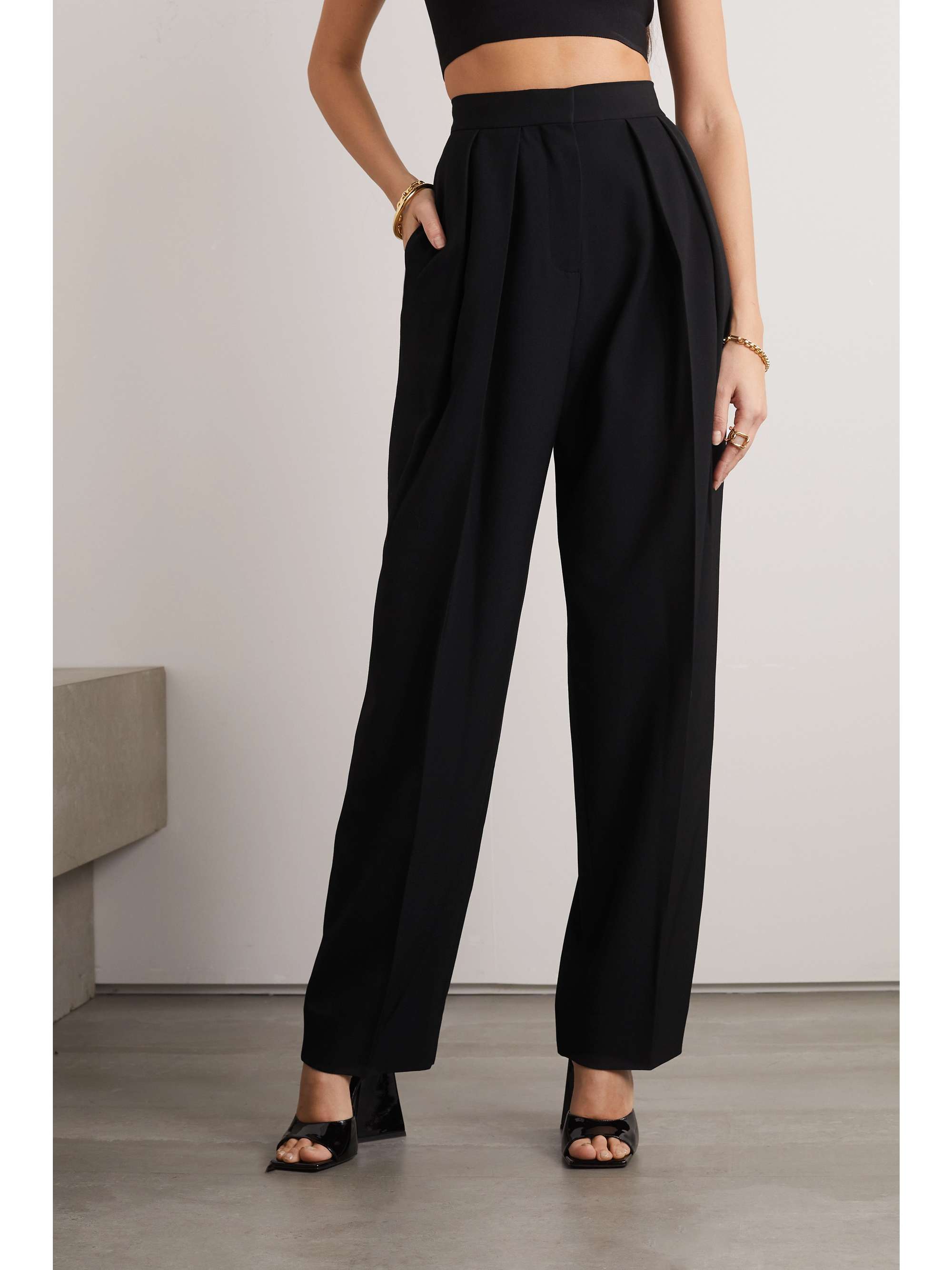 STELLA MCCARTNEY Pantalon droit en serge stretch à plis