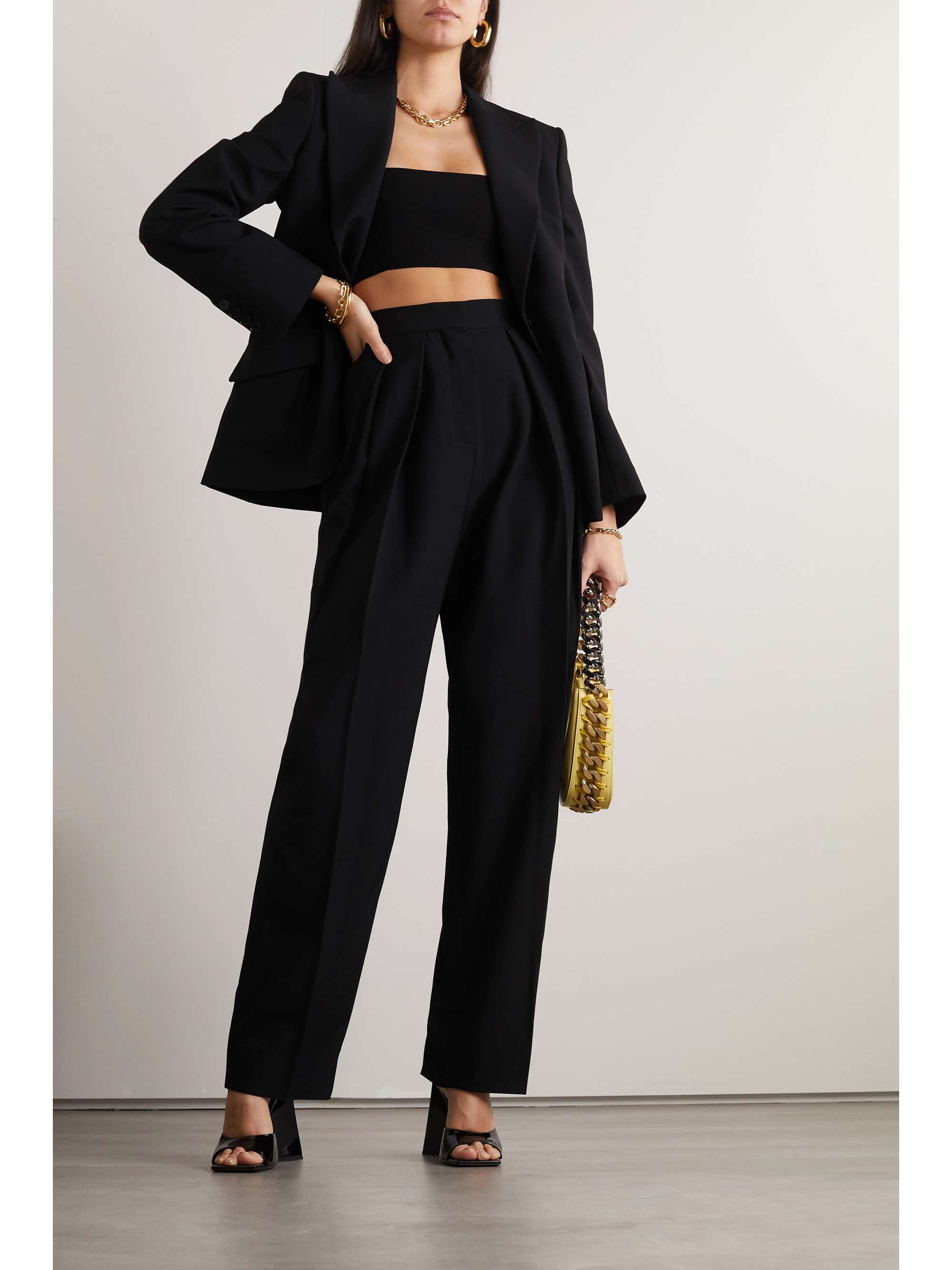 STELLA MCCARTNEY Pantalon droit en serge stretch à plis