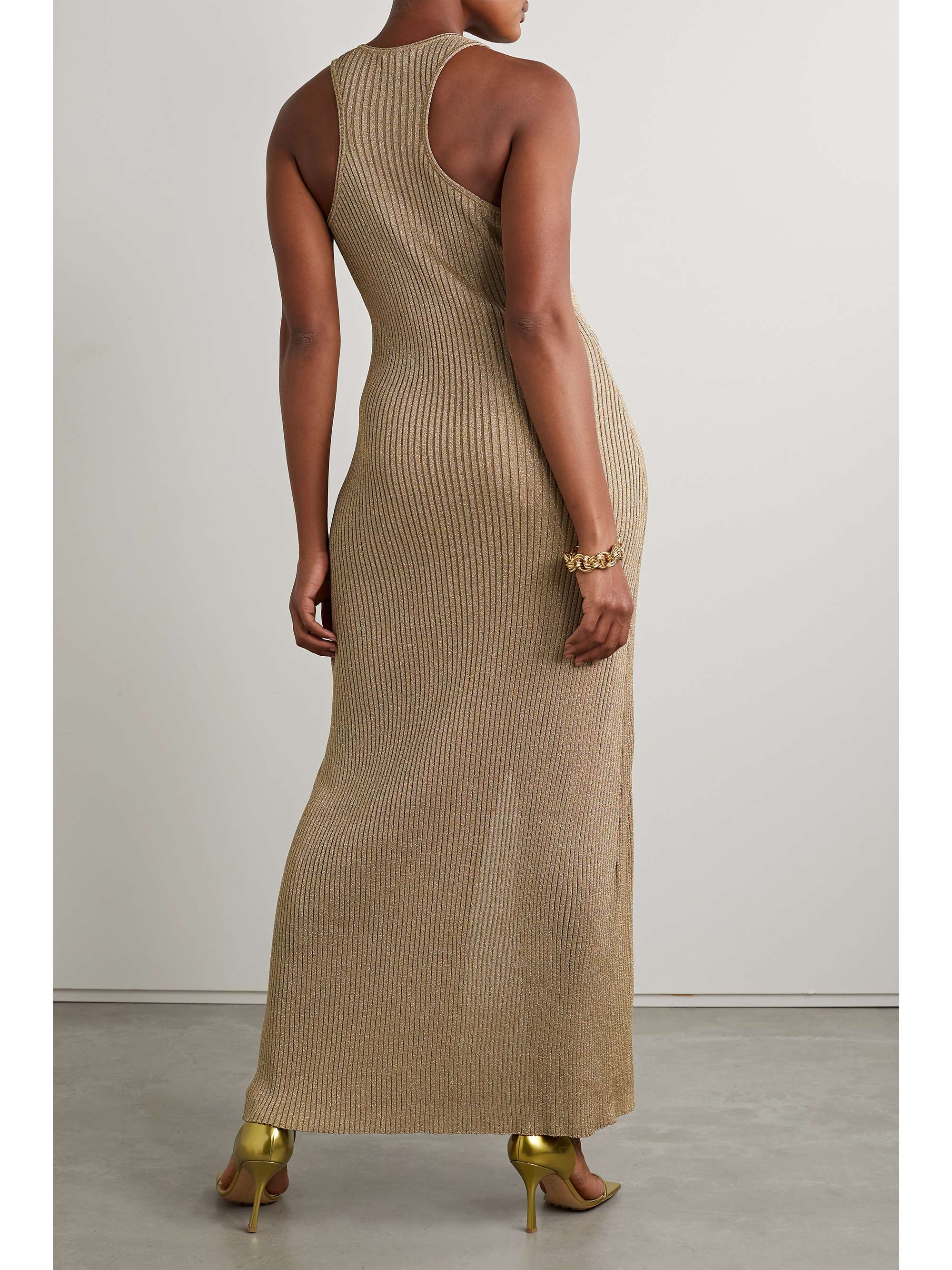 STELLA MCCARTNEY Metallic ribbedknit maxi dress NETAPORTER