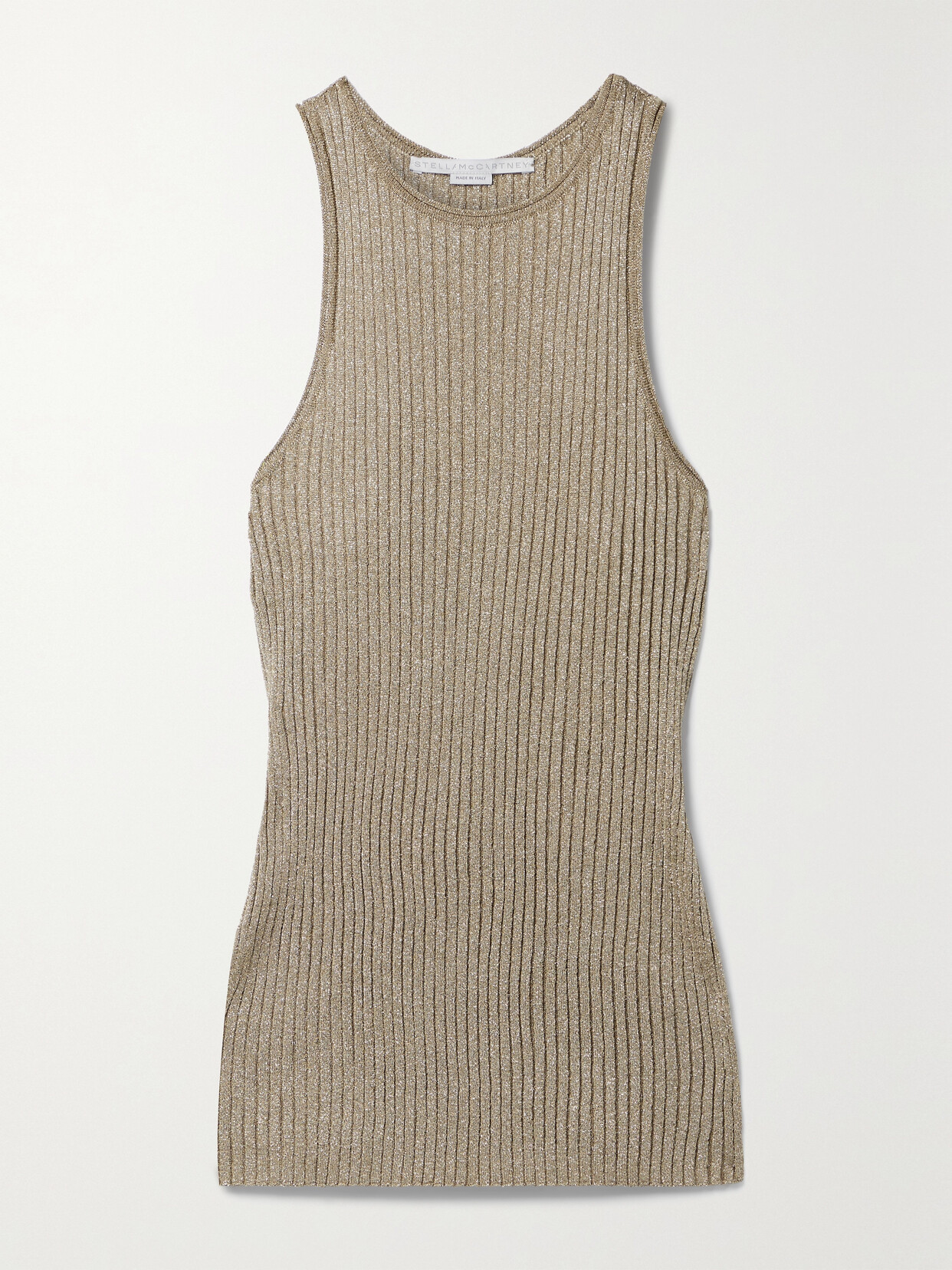 Stella McCartney - Metallic Ribbed-knit Tank - Gold