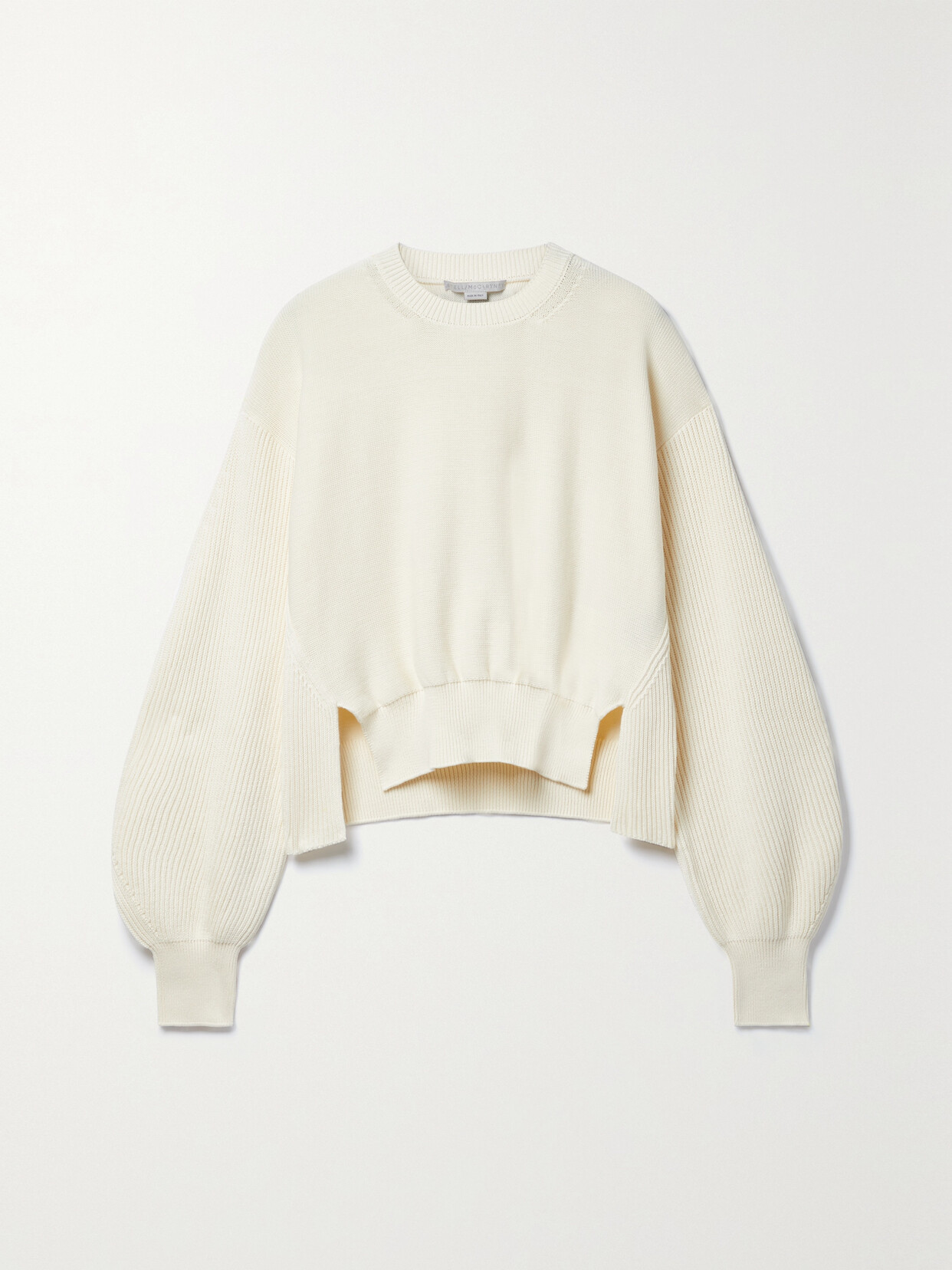 Stella McCartney - Cropped Ribbed Cotton Sweater - Neutrals