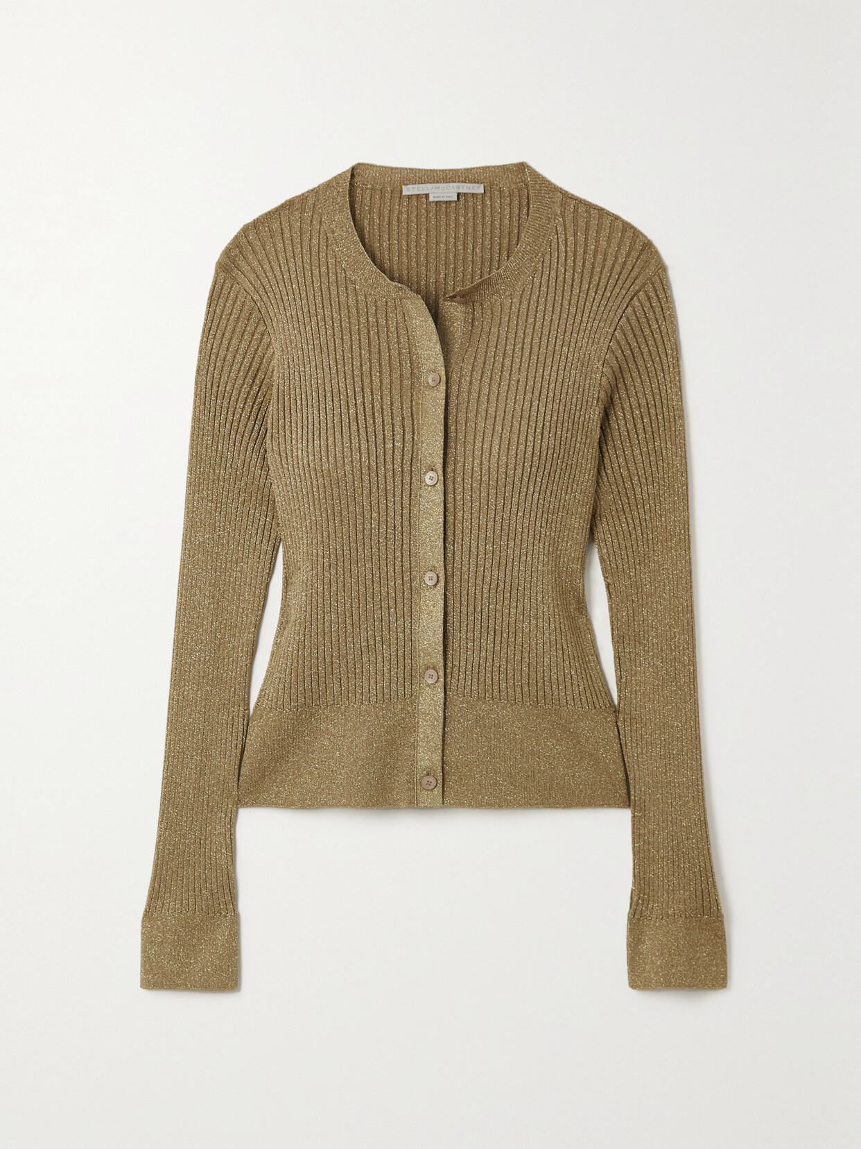 Stella McCartney - Metallic Ribbed-knit Cardigan - Gold