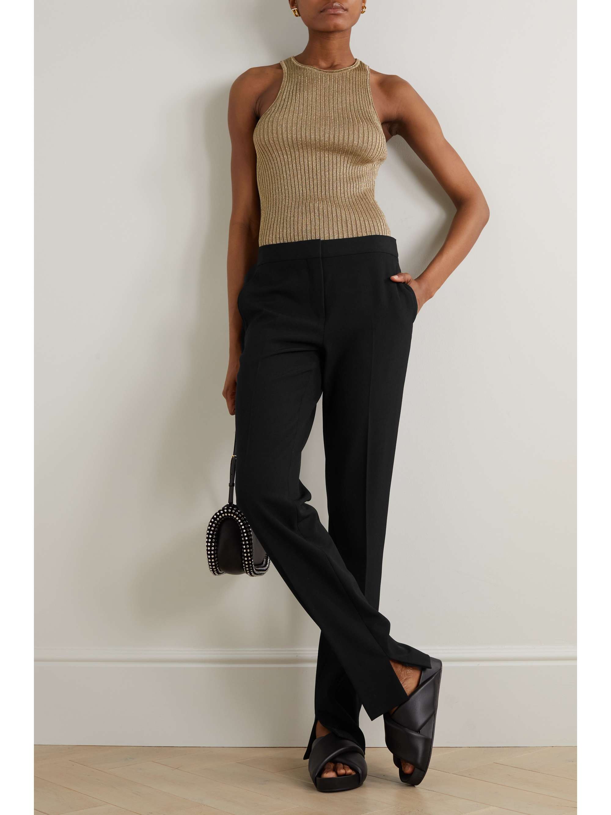 Gabardine straight-leg pants