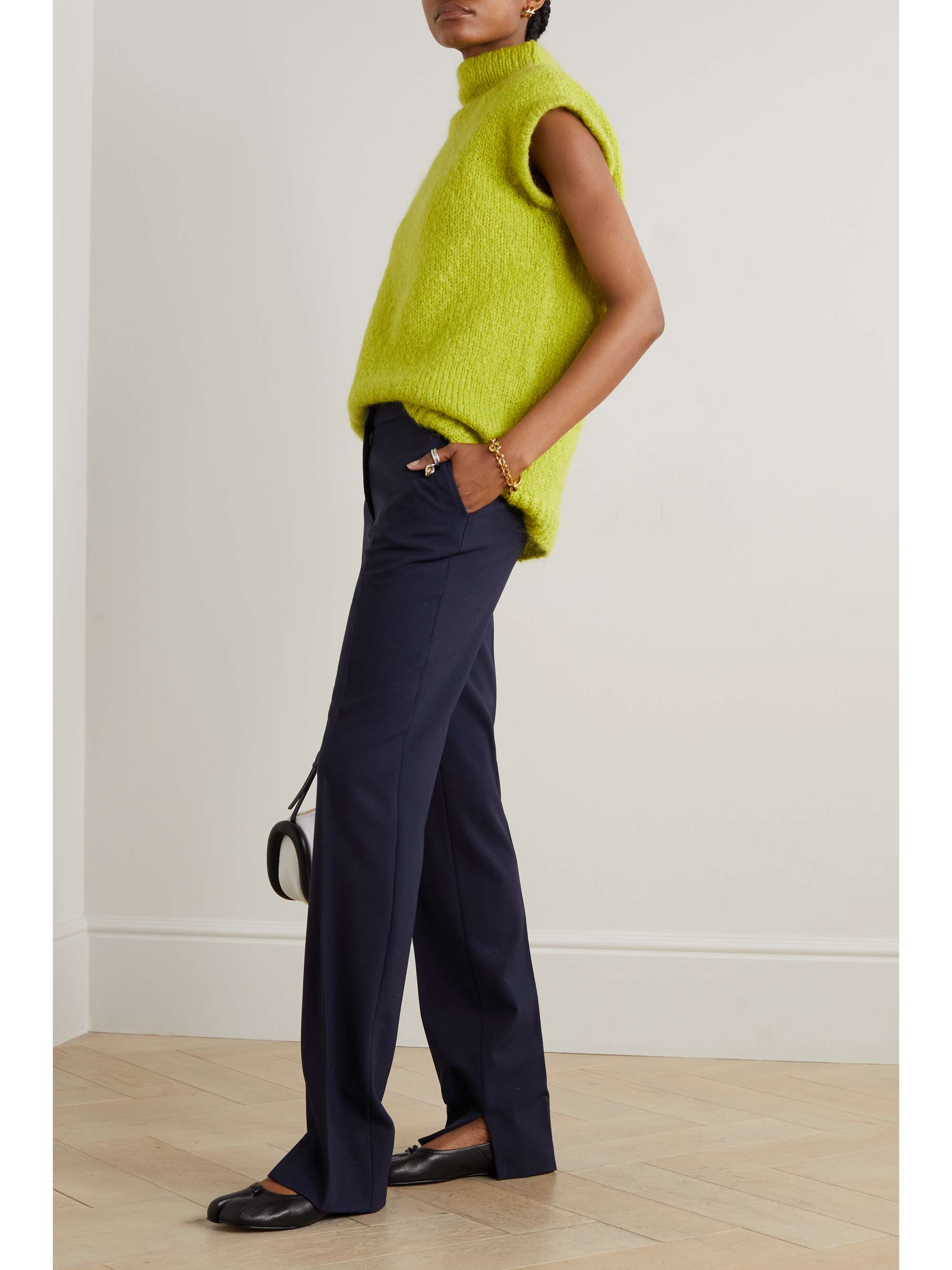 Stretch-gabardine straight-leg pants