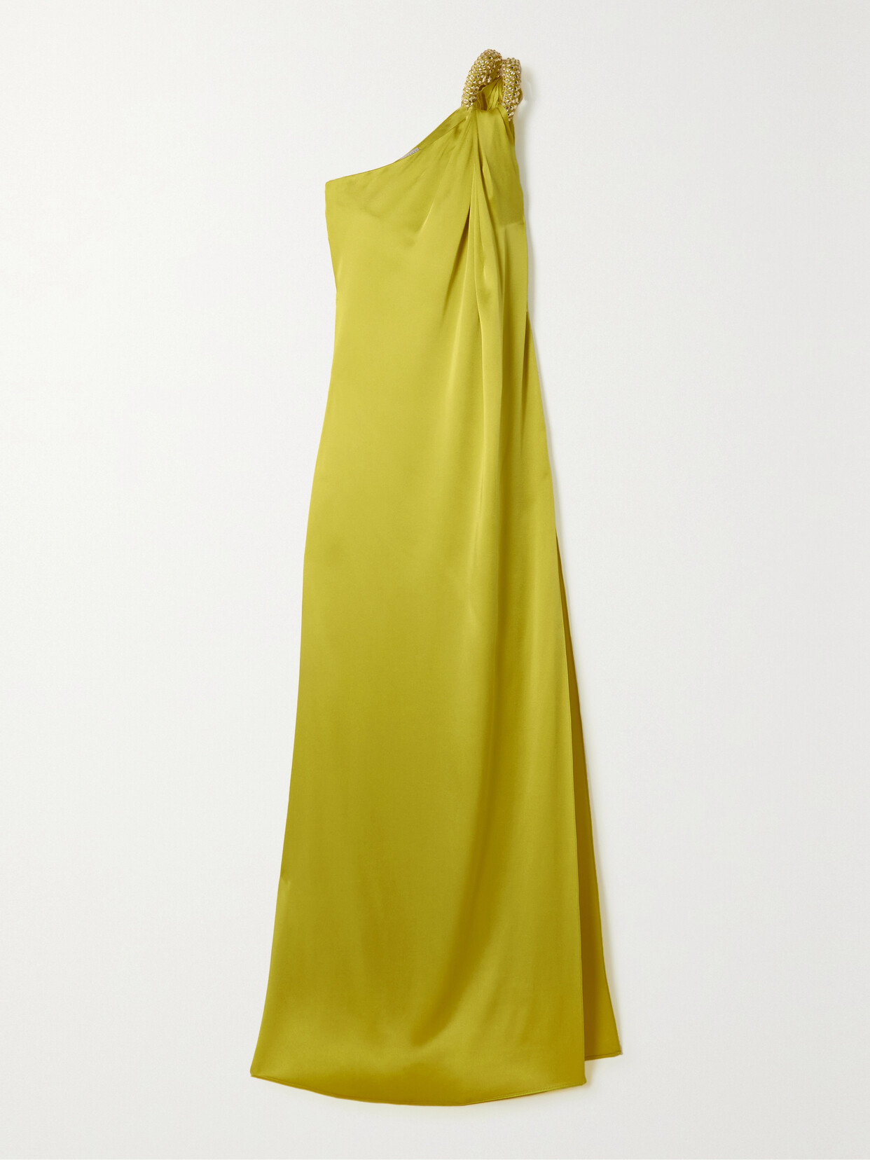 Stella McCartney - One-shoulder Embellished Draped Satin Maxi Dress - Yellow