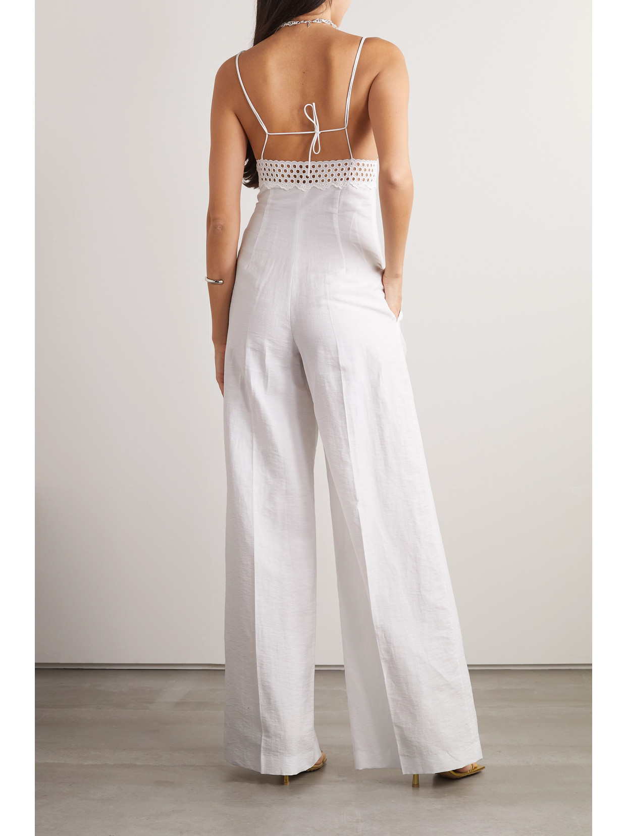 Stella Mccartney Broderie Anglaise And Crepe Jumpsuit In White