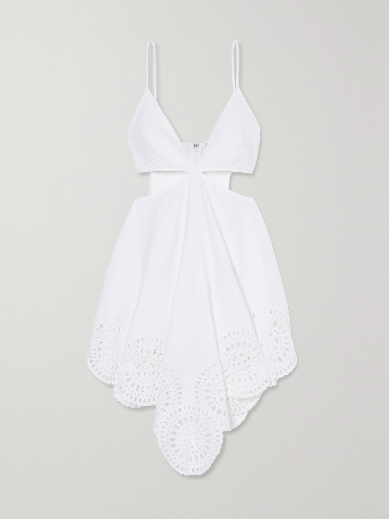 Stella McCartney - Cutout Asymmetric Broderie Anglaise Poplin Mini Dress - White