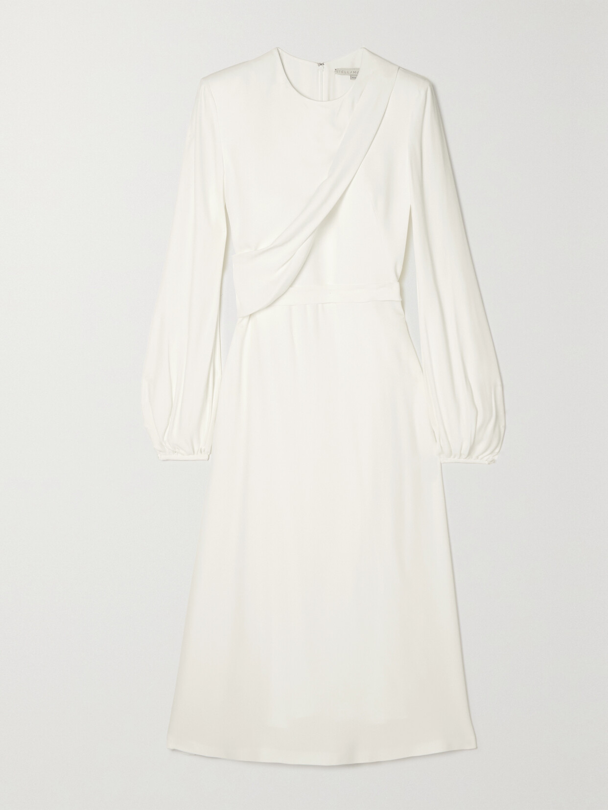 Stella McCartney - Belted Draped Crepe Midi Dress - White