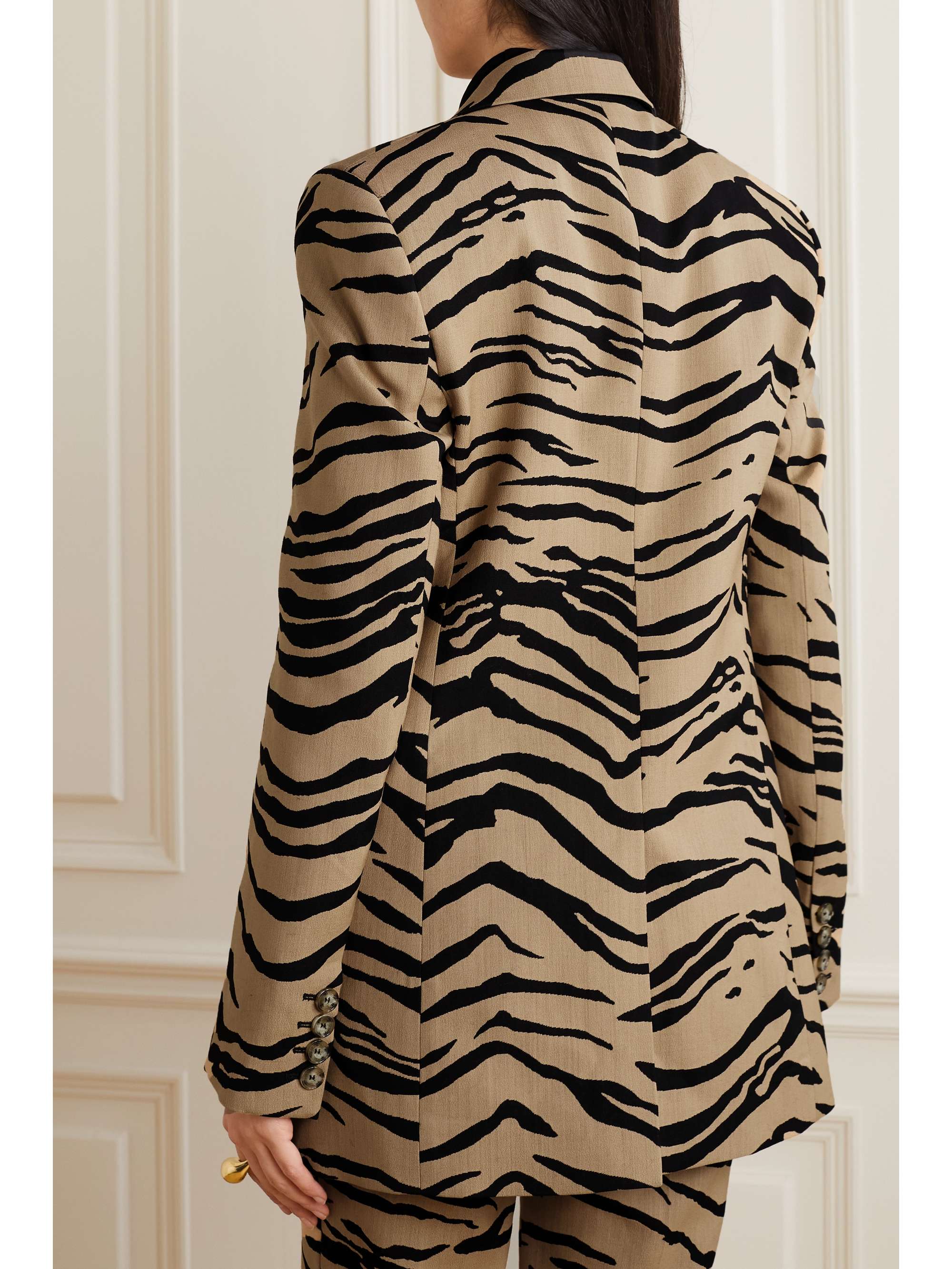 STELLA MCCARTNEY Oversized zebra-jacquard wool-blend blazer