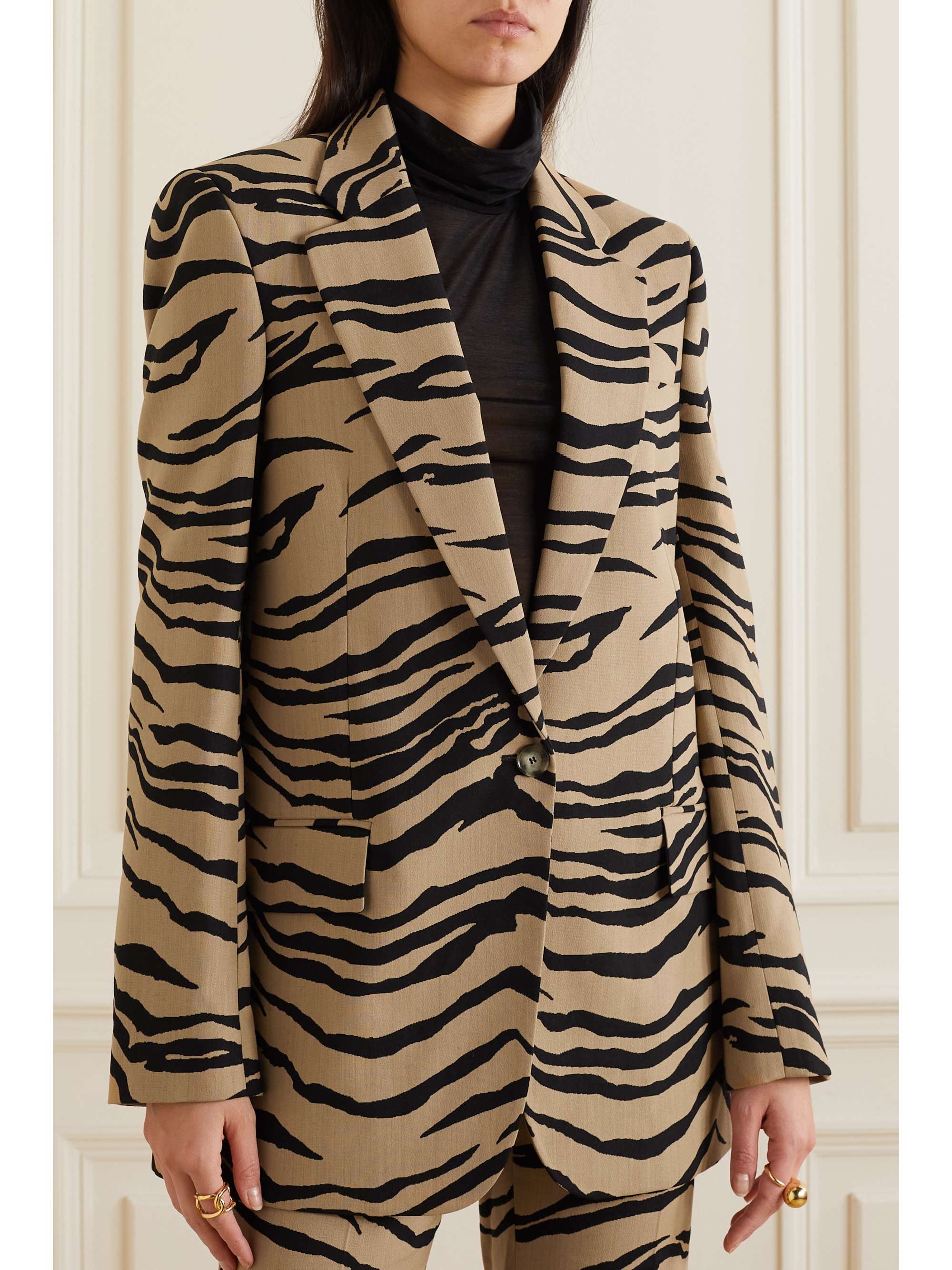 STELLA MCCARTNEY Oversized zebra-jacquard wool-blend blazer