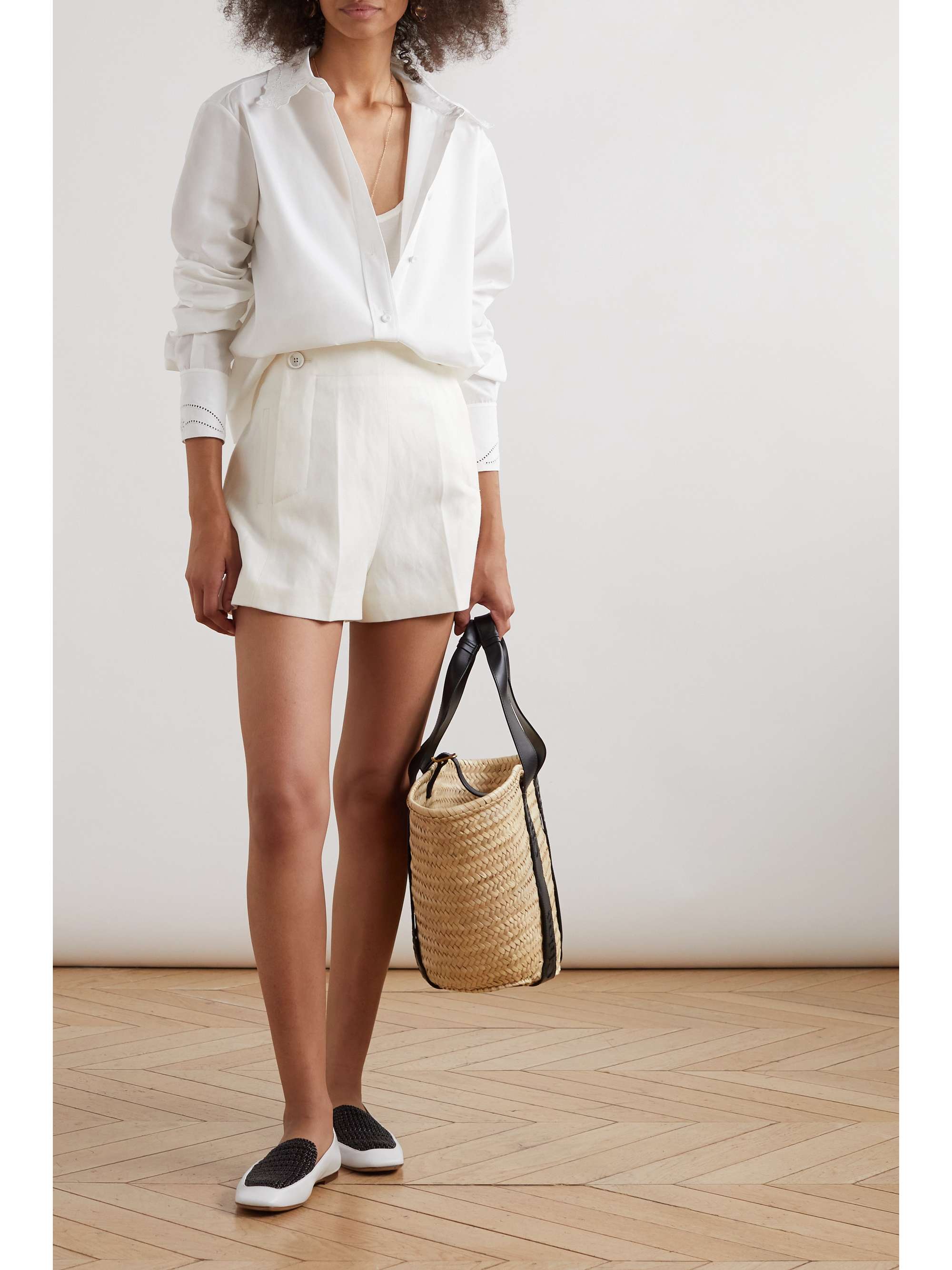 CHLOÉ Broderie anglaise-trimmed cotton shirt