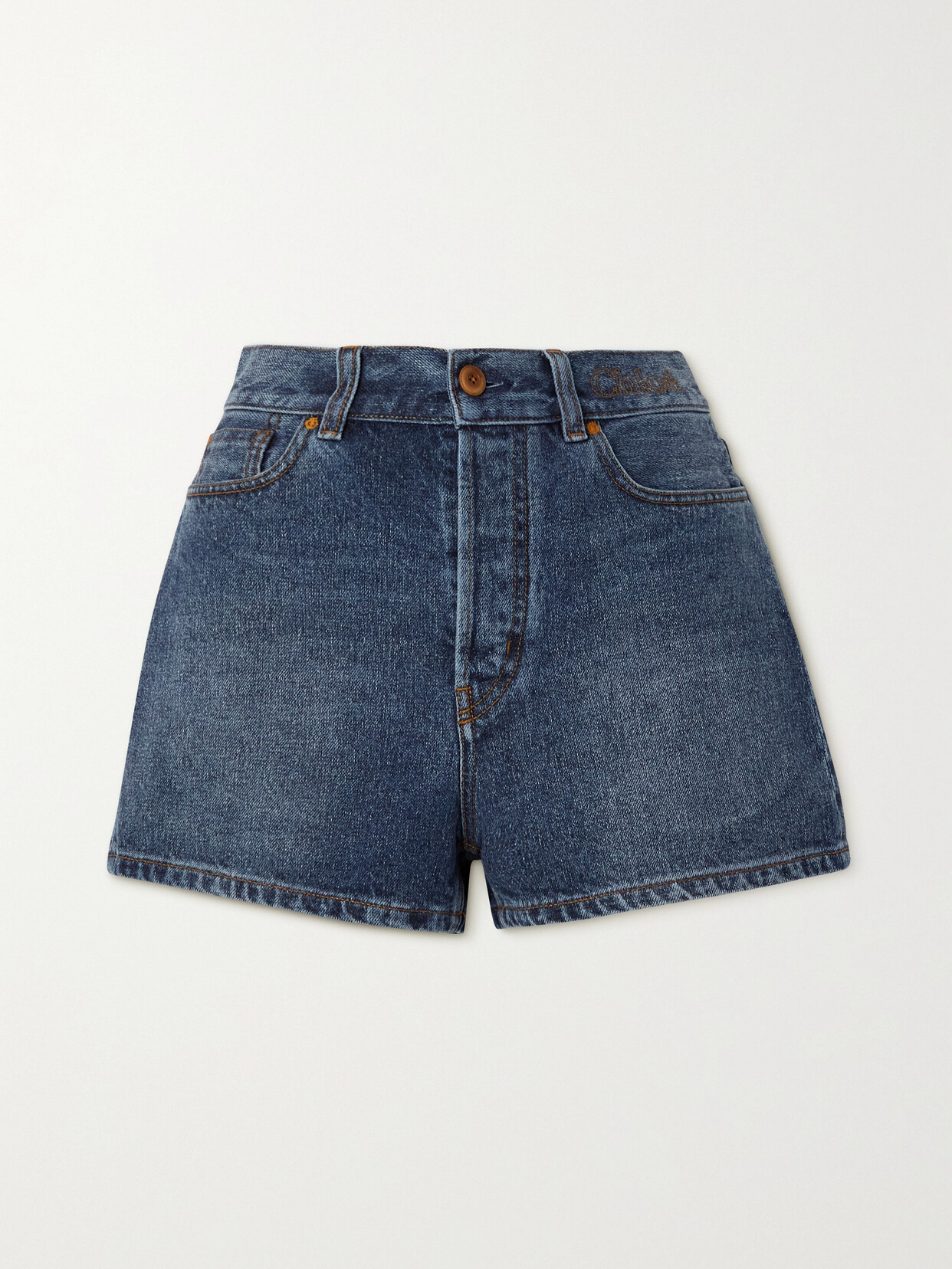 Chloé + Net Sustain Escala Recycled Cotton And Hemp-blend Denim Shorts - Blue