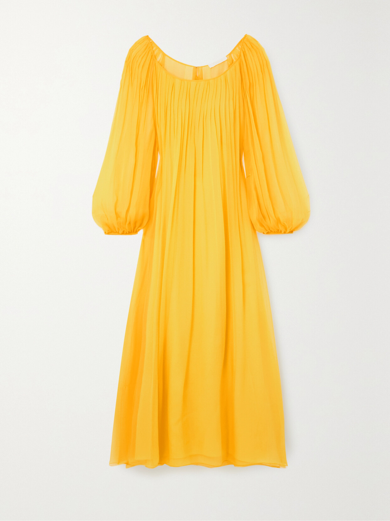 Chloé Pleated Silk-chiffon Maxi Dress In Yellow | ModeSens
