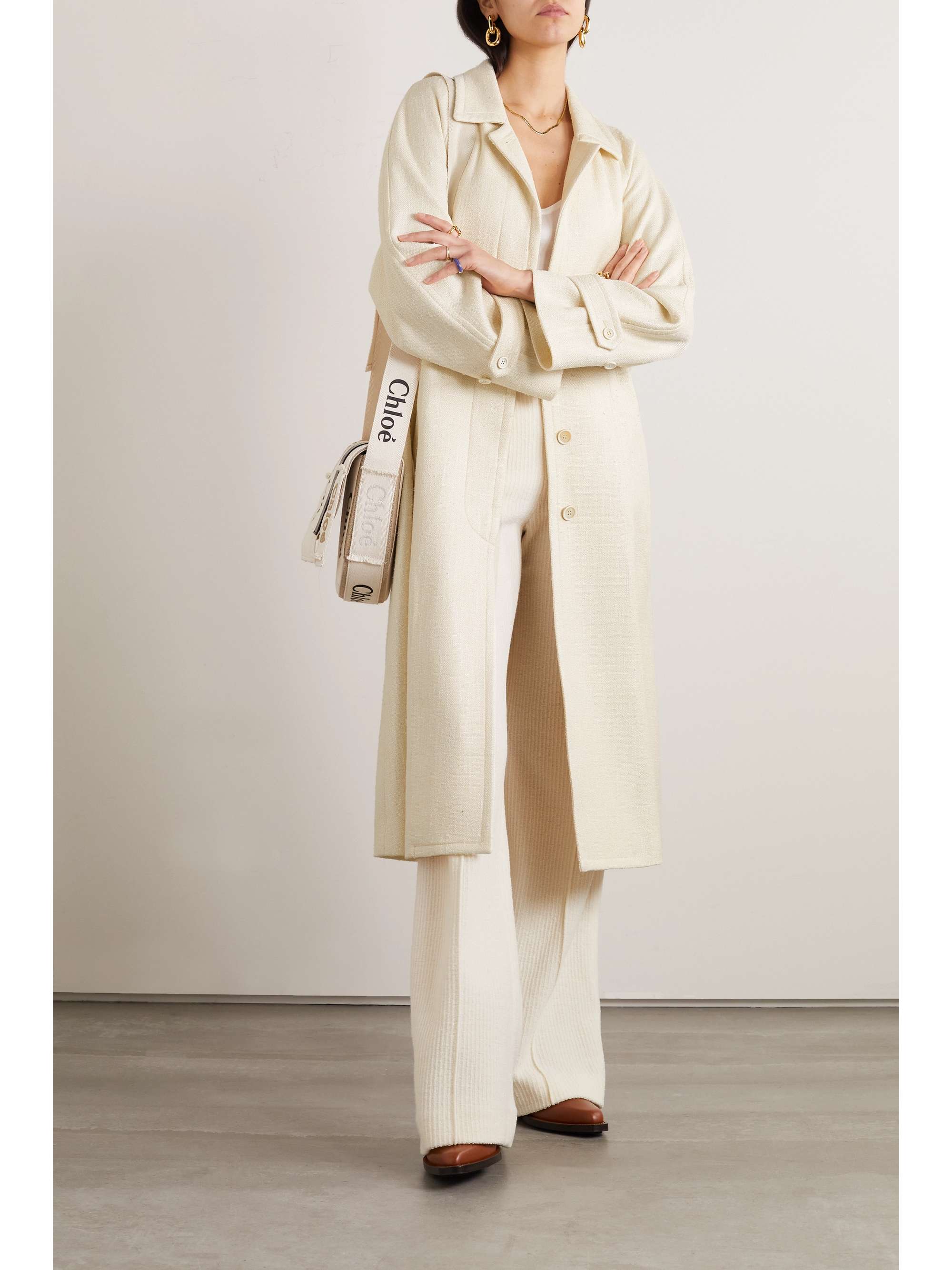 CHLOÉ Belted silk, wool and cashmere-blend trench coat