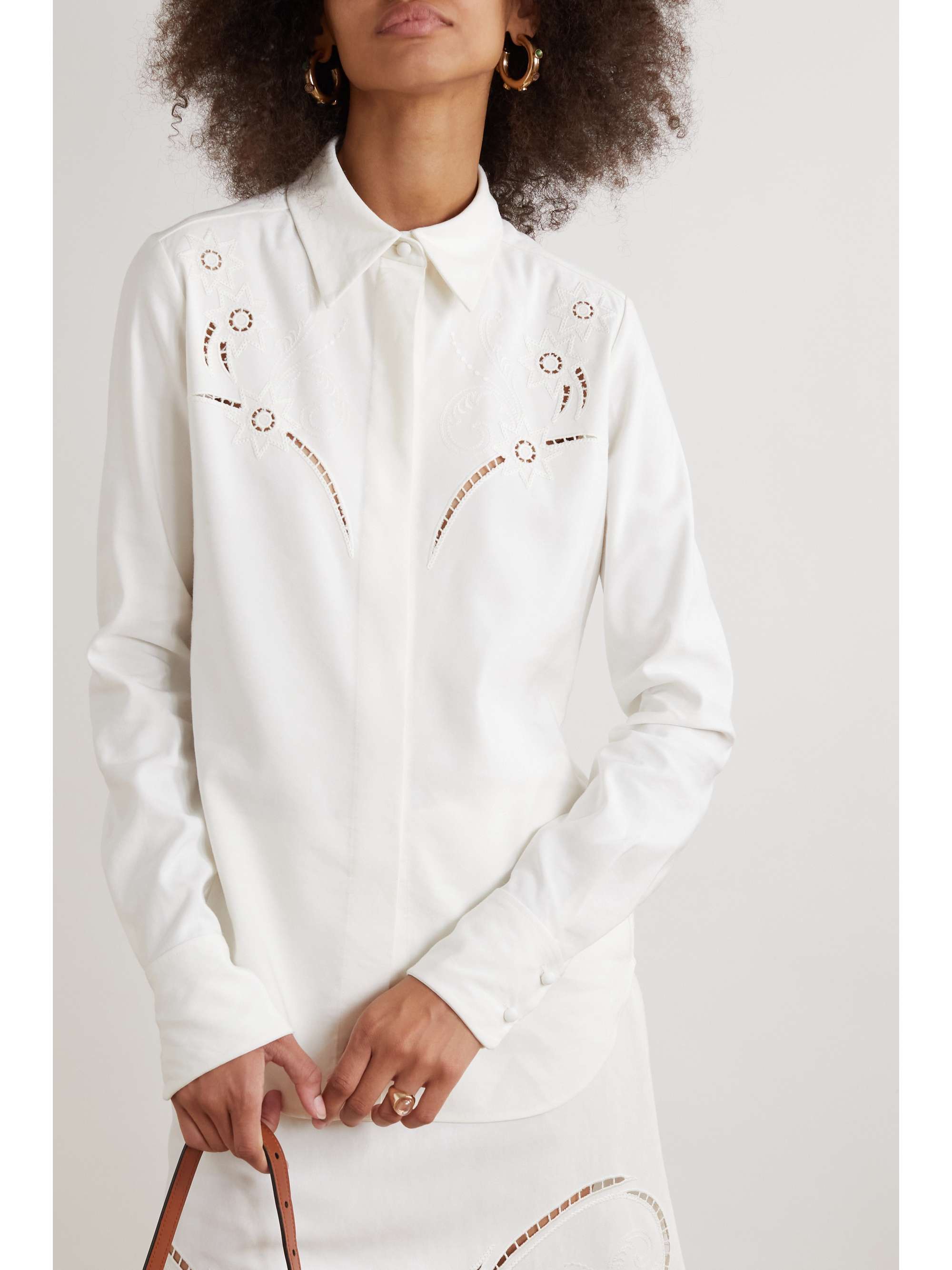 CHLOÉ Embroidered grain de poudre shirt