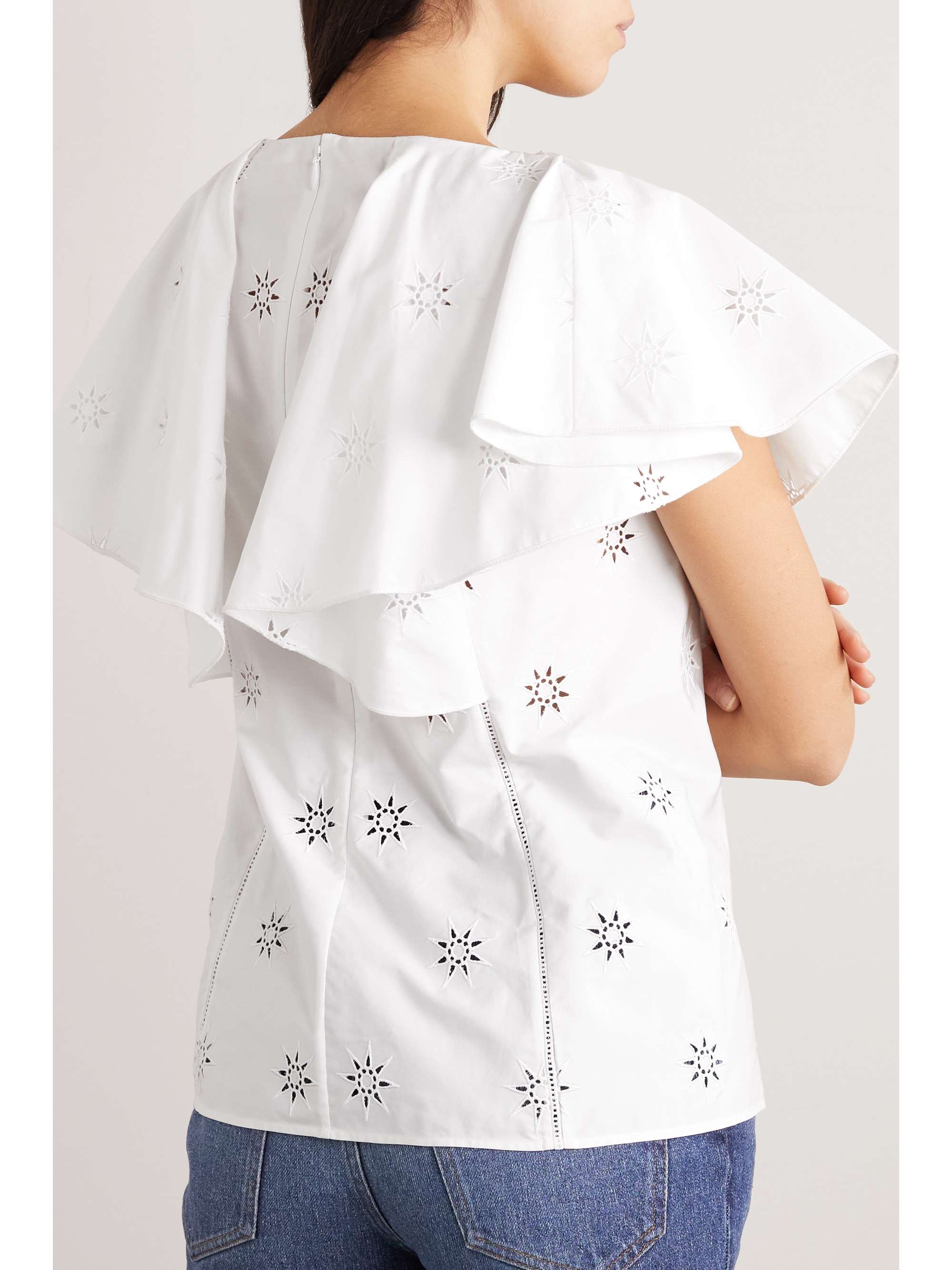 CHLOÉ Ruffled broderie anglaise organic cotton-poplin top