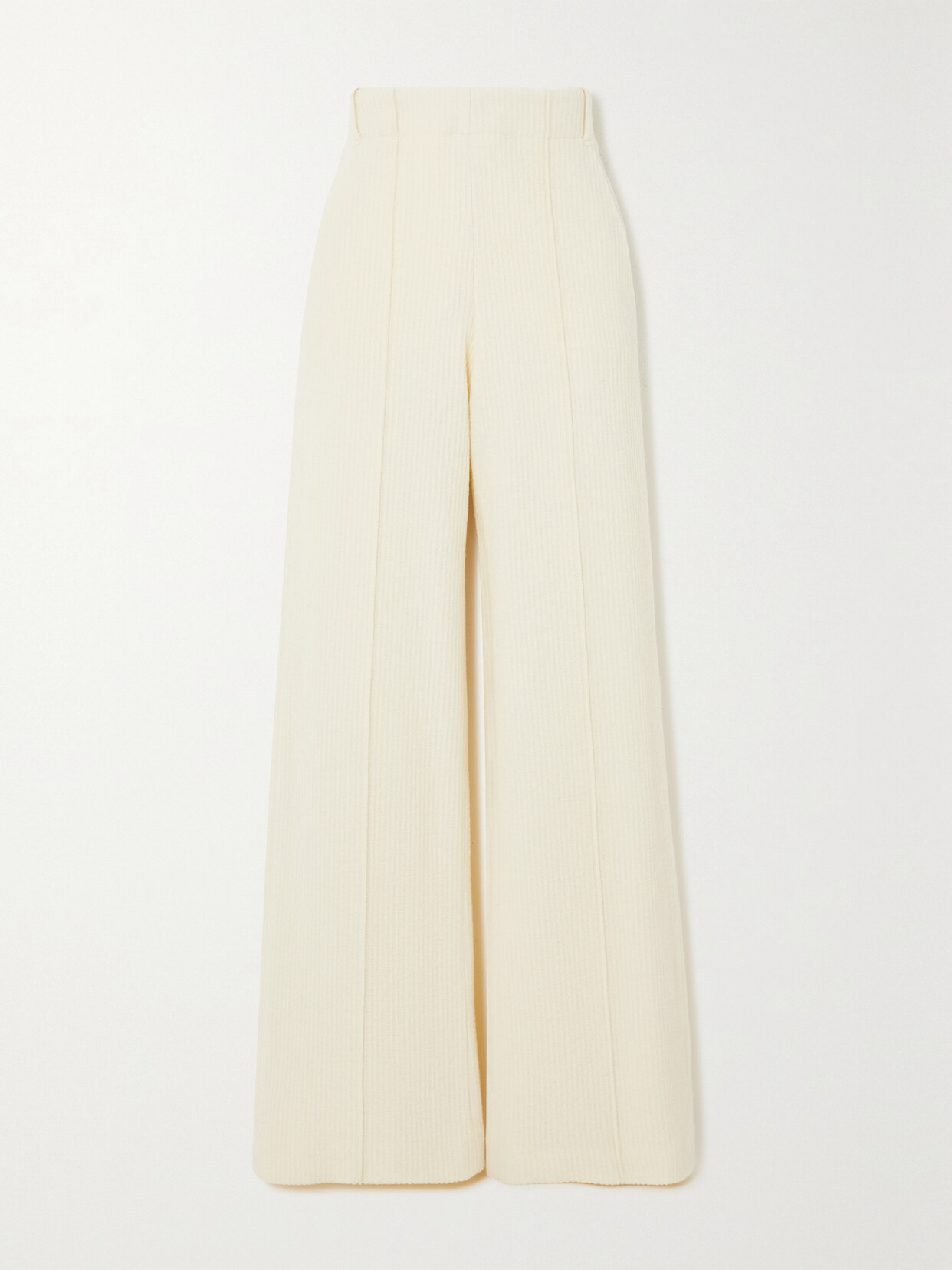 CHLOÉ RIBBED WOOL WIDE-LEG PANTS