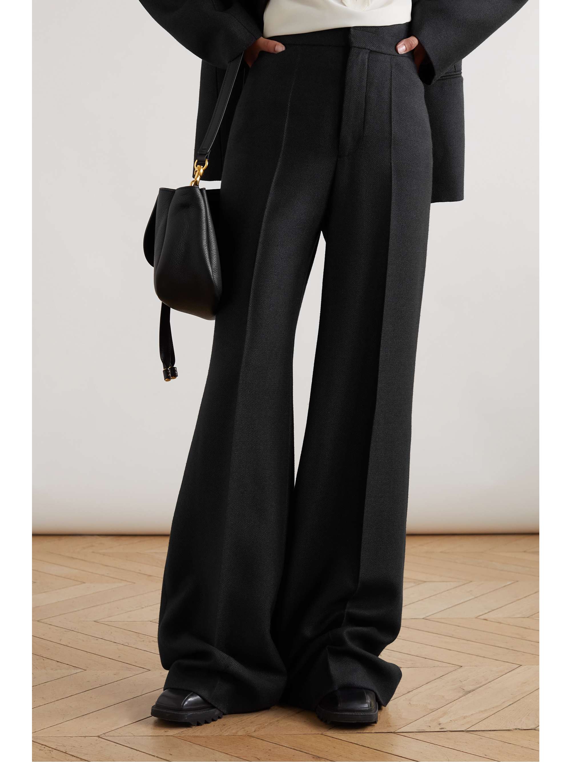 CHLOÉ Silk and wool-blend flared pants