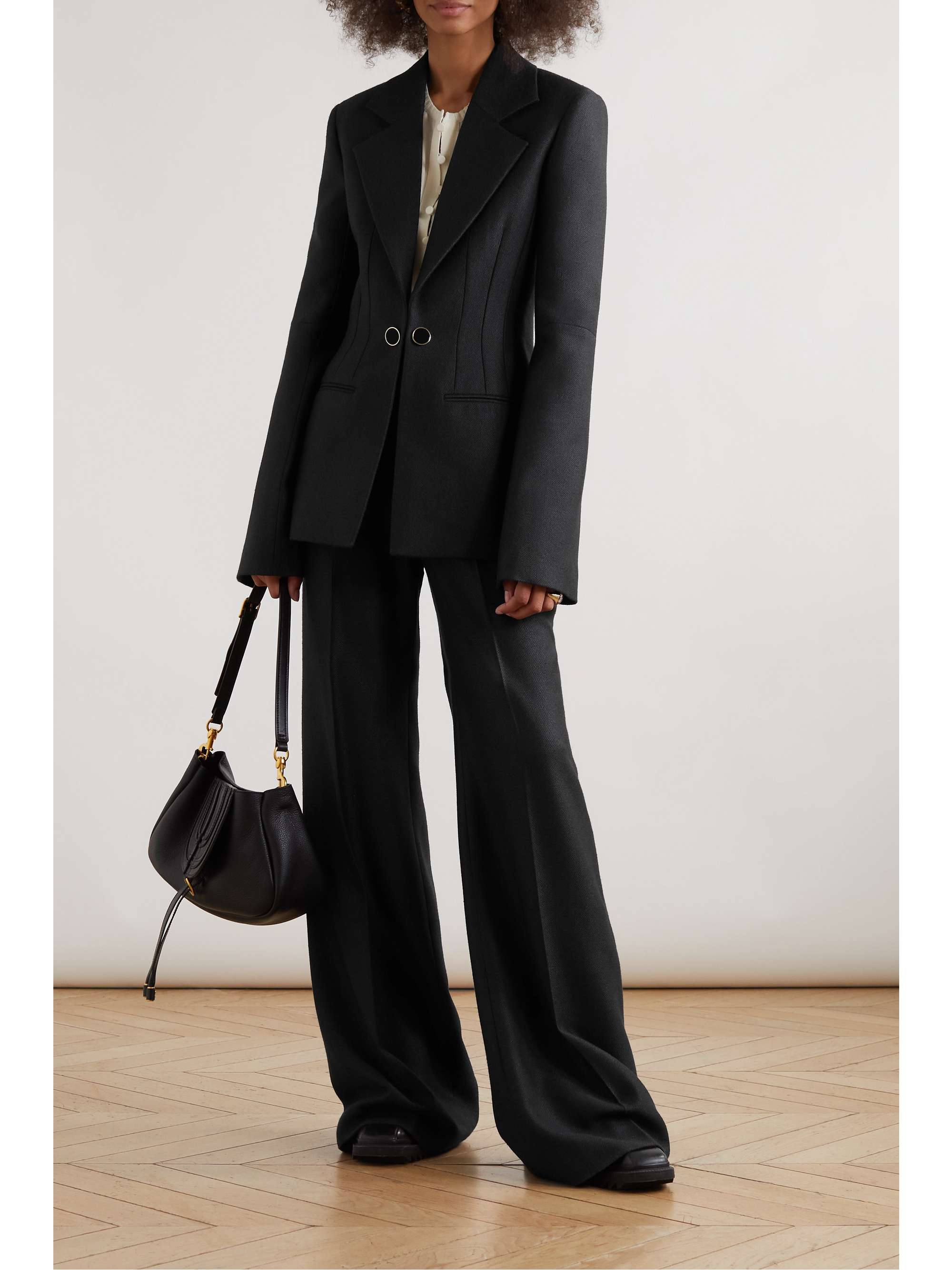 CHLOÉ Silk and wool-blend flared pants