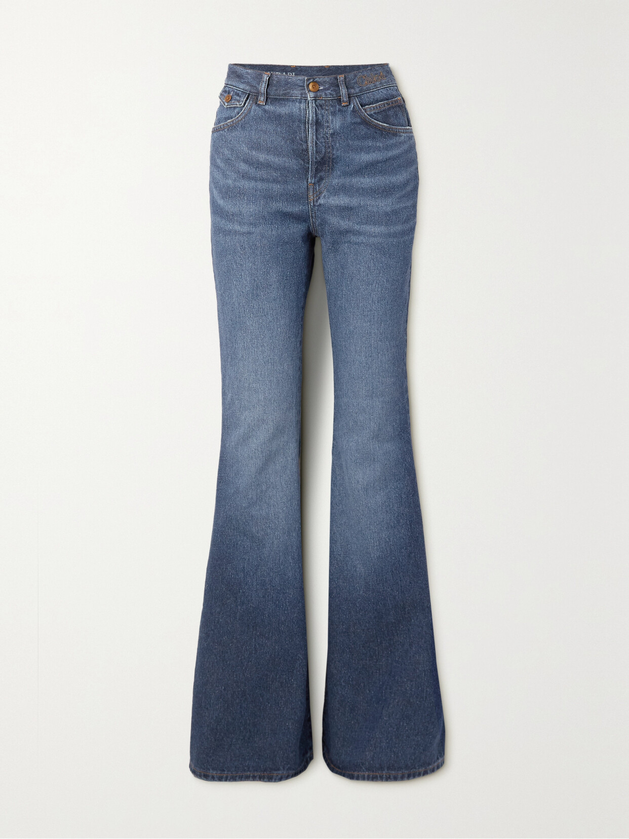 Chloé High-rise Heart-pocket Wide-leg Denim Jeans In Blue