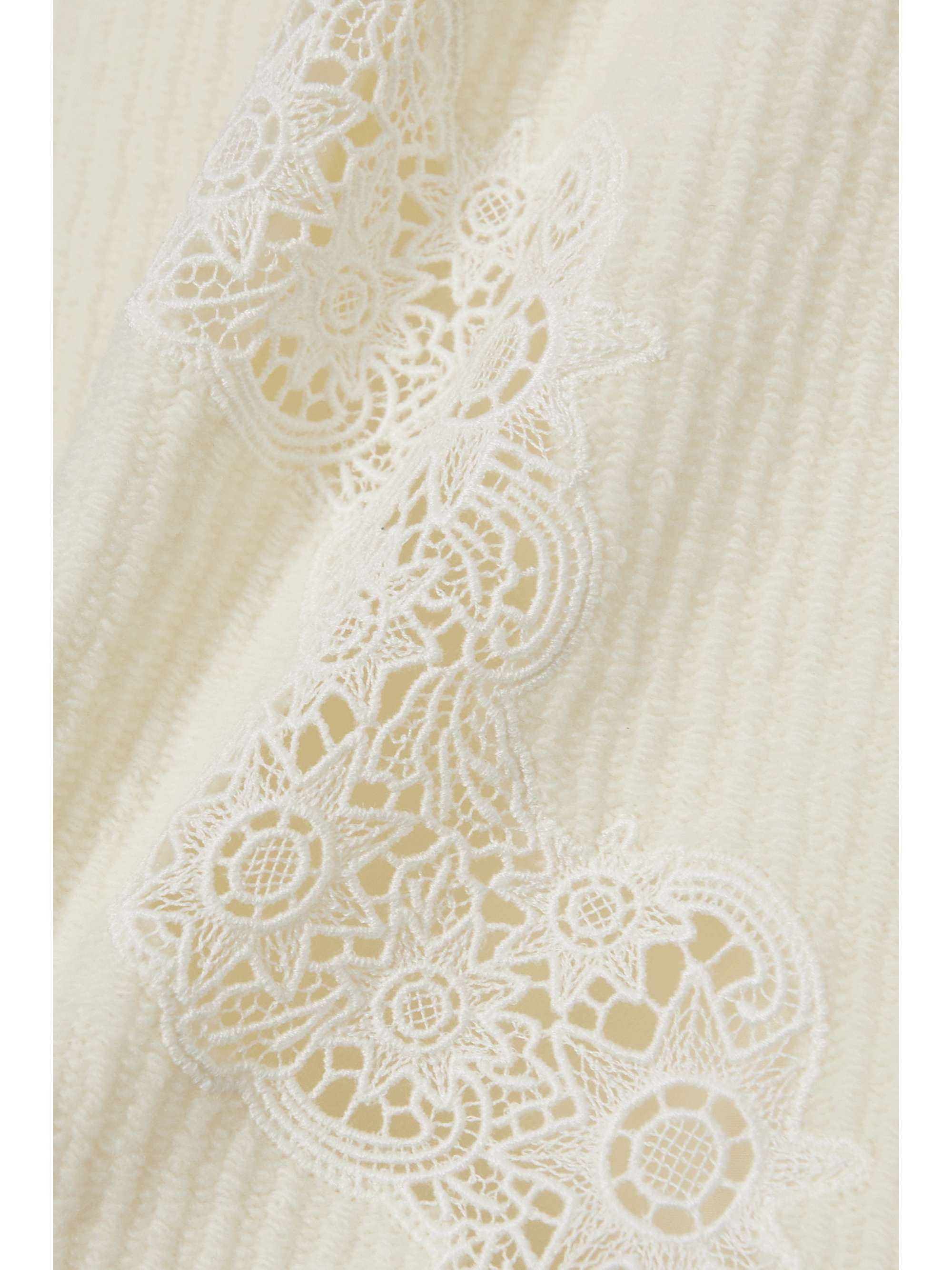 CHLOÉ Guipure lace-paneled ribbed wool mini skirt