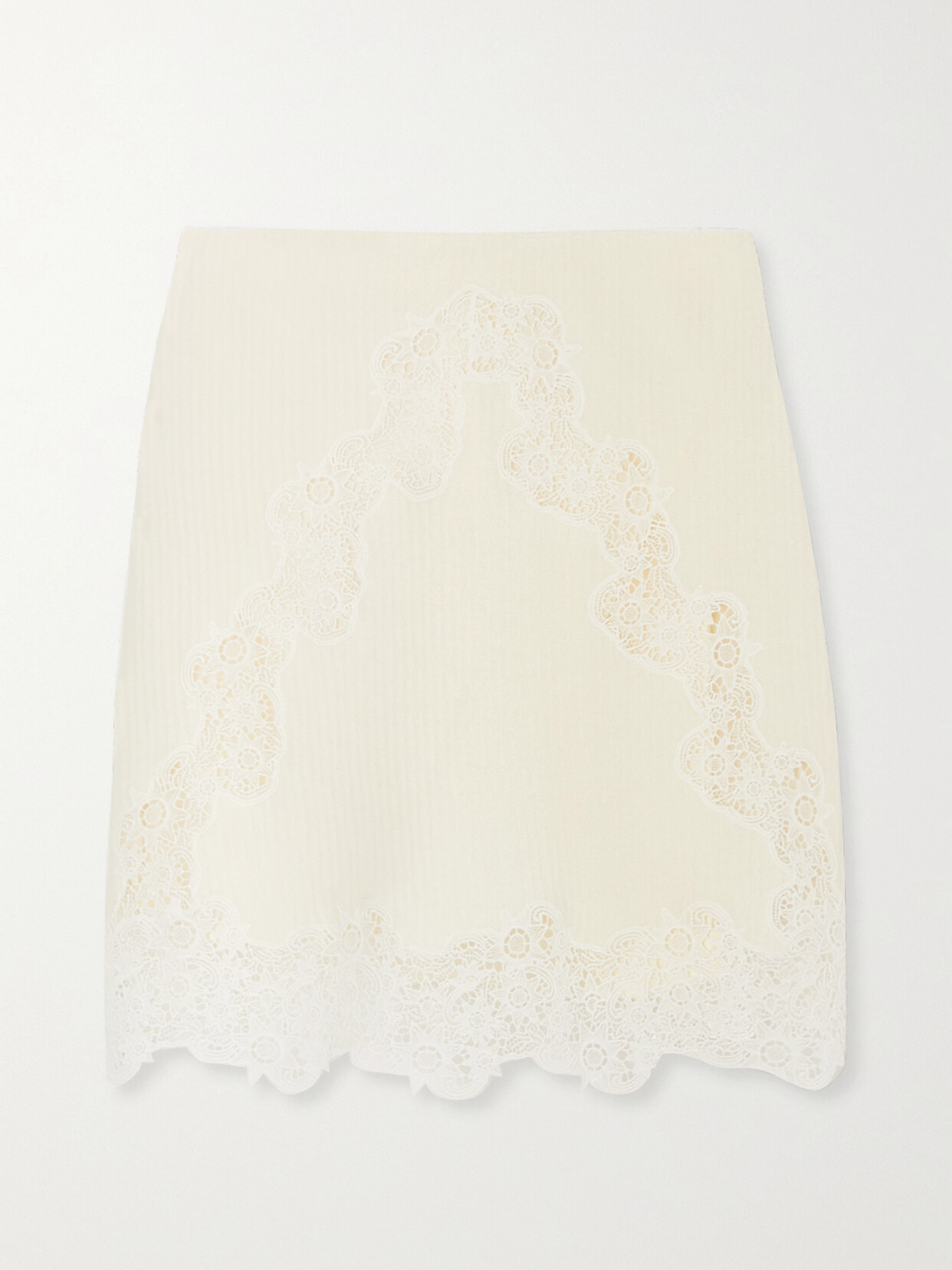 Chloé Guipure Lace-paneled Ribbed Wool Mini Skirt - White