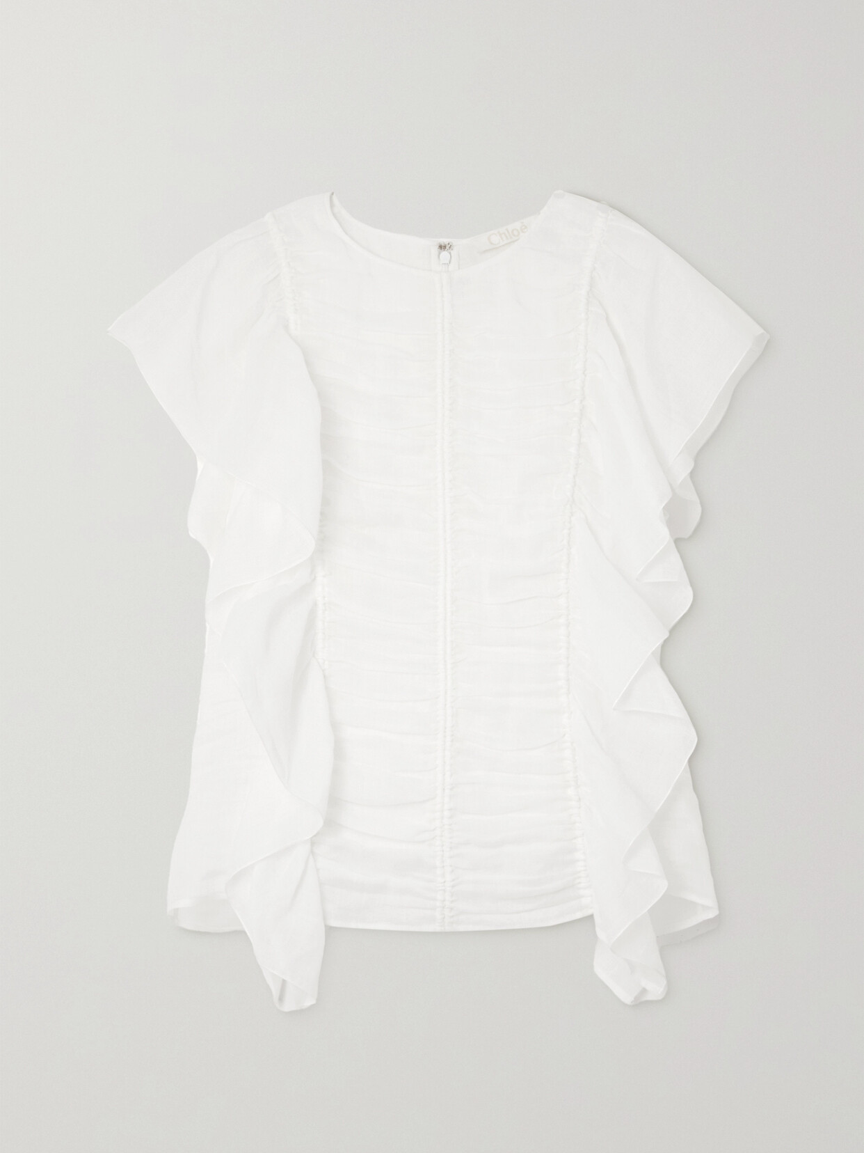 Chloé Ruffled Ramie Top - White