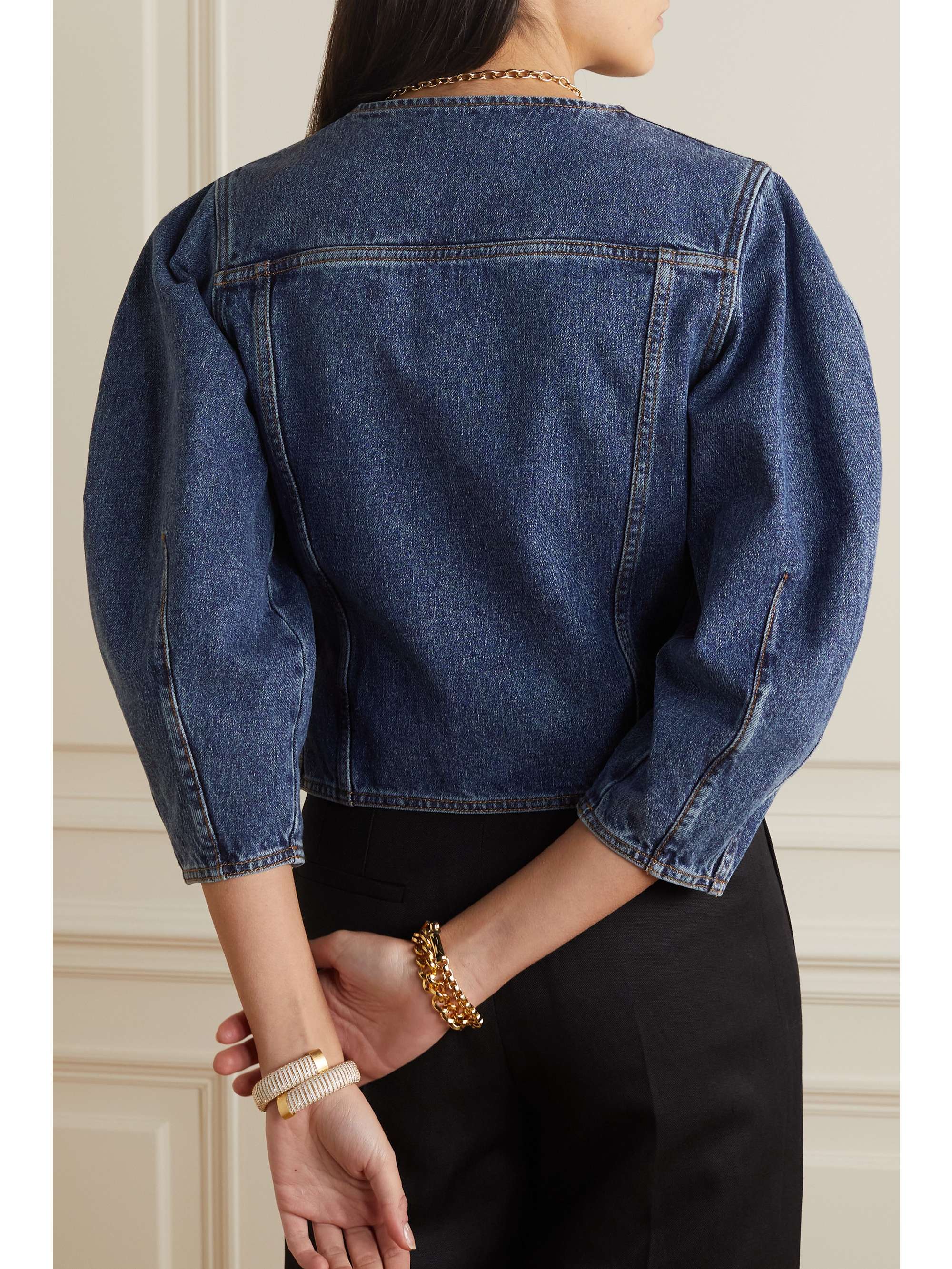 CHLOÉ + NET SUSTAIN リサイクルコットン＆ヘンプ混 ダブルブレスト デニムジャケット