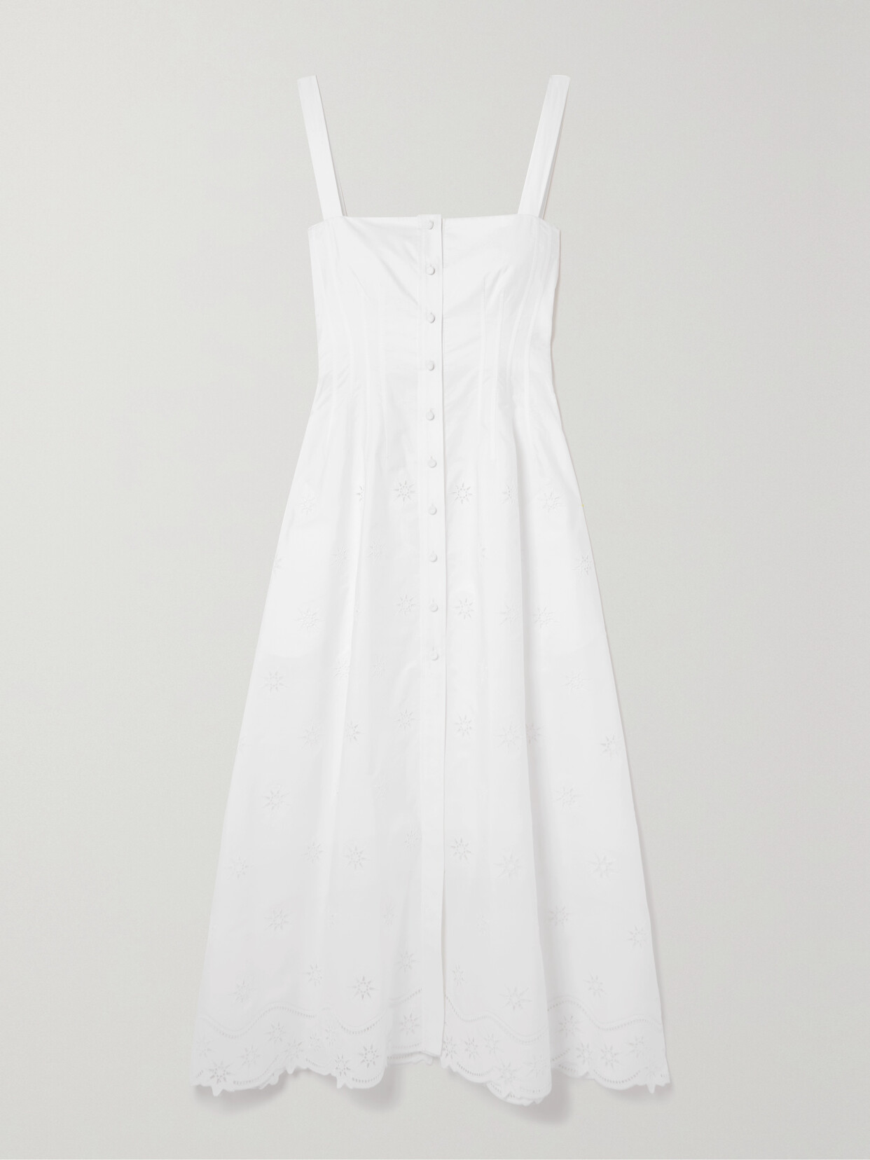 Chloé Broderie Anglaise Cotton-poplin Midi Dress - White