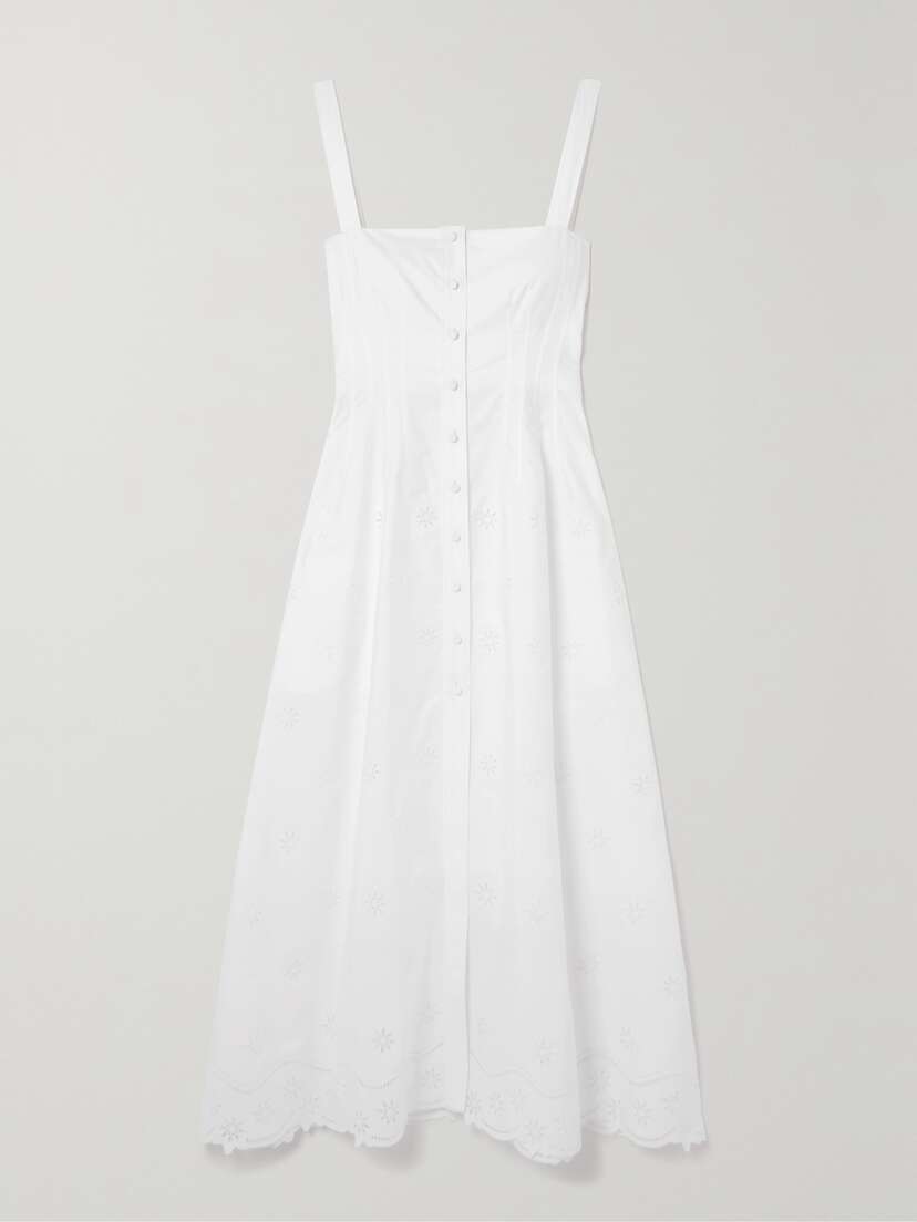 Chloé Broderie Anglaise Cotton-poplin Midi Dress